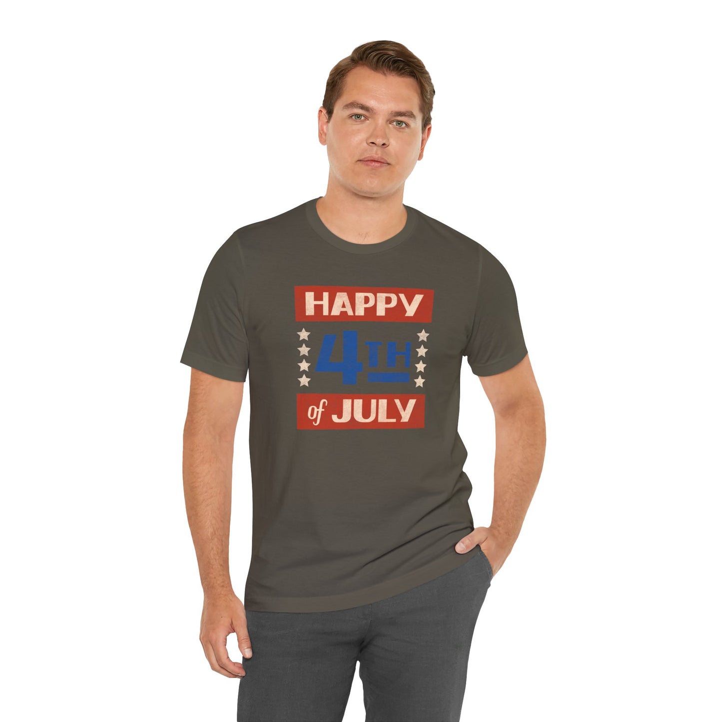Happy 4th / Land of the Free Tee – Dual-Sided Print – Unisex Bella + Canvas Jersey T-Shirt