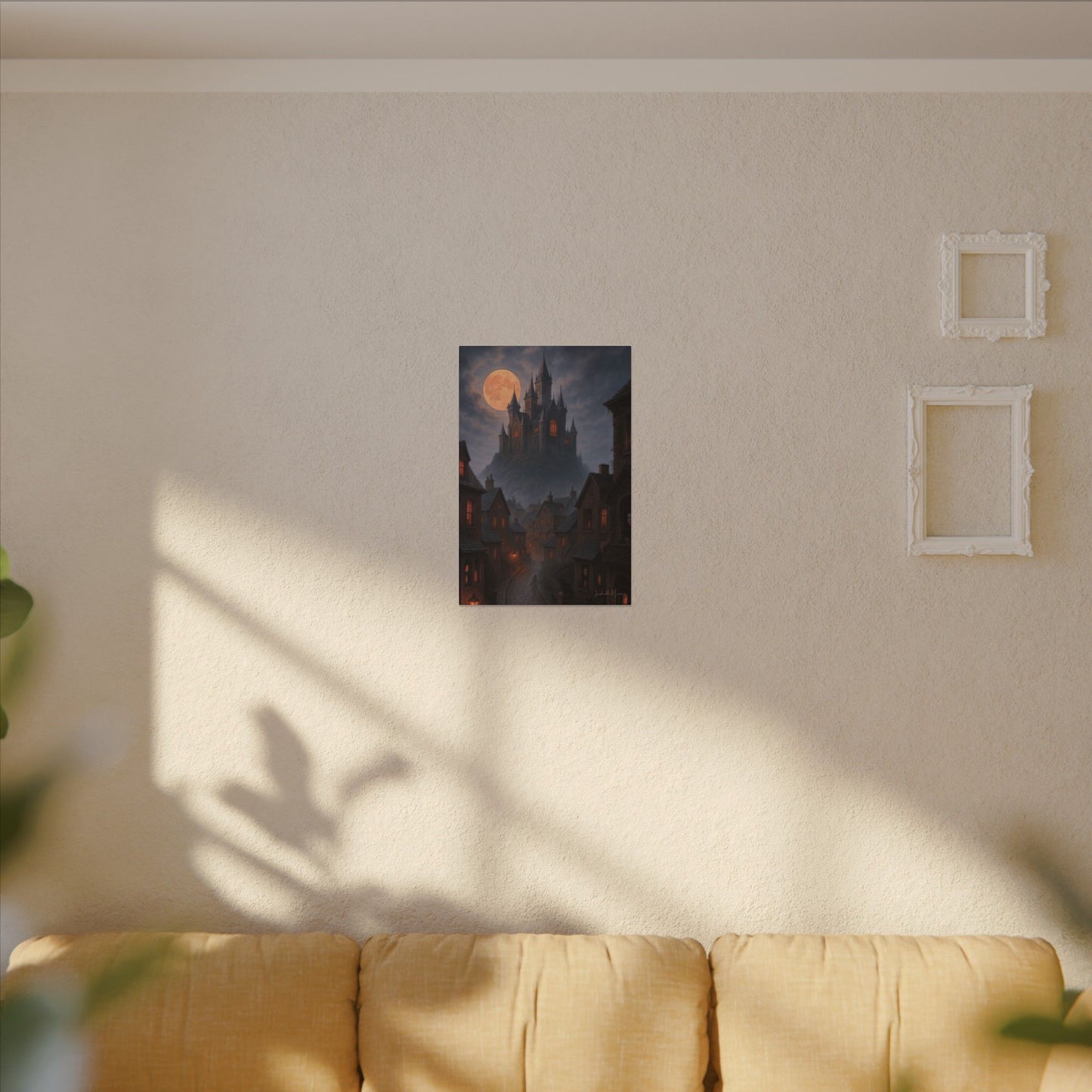 Haunted Hilltop Castle Canvas Print – Gothic Halloween Wall Art for Spooky Season Decor