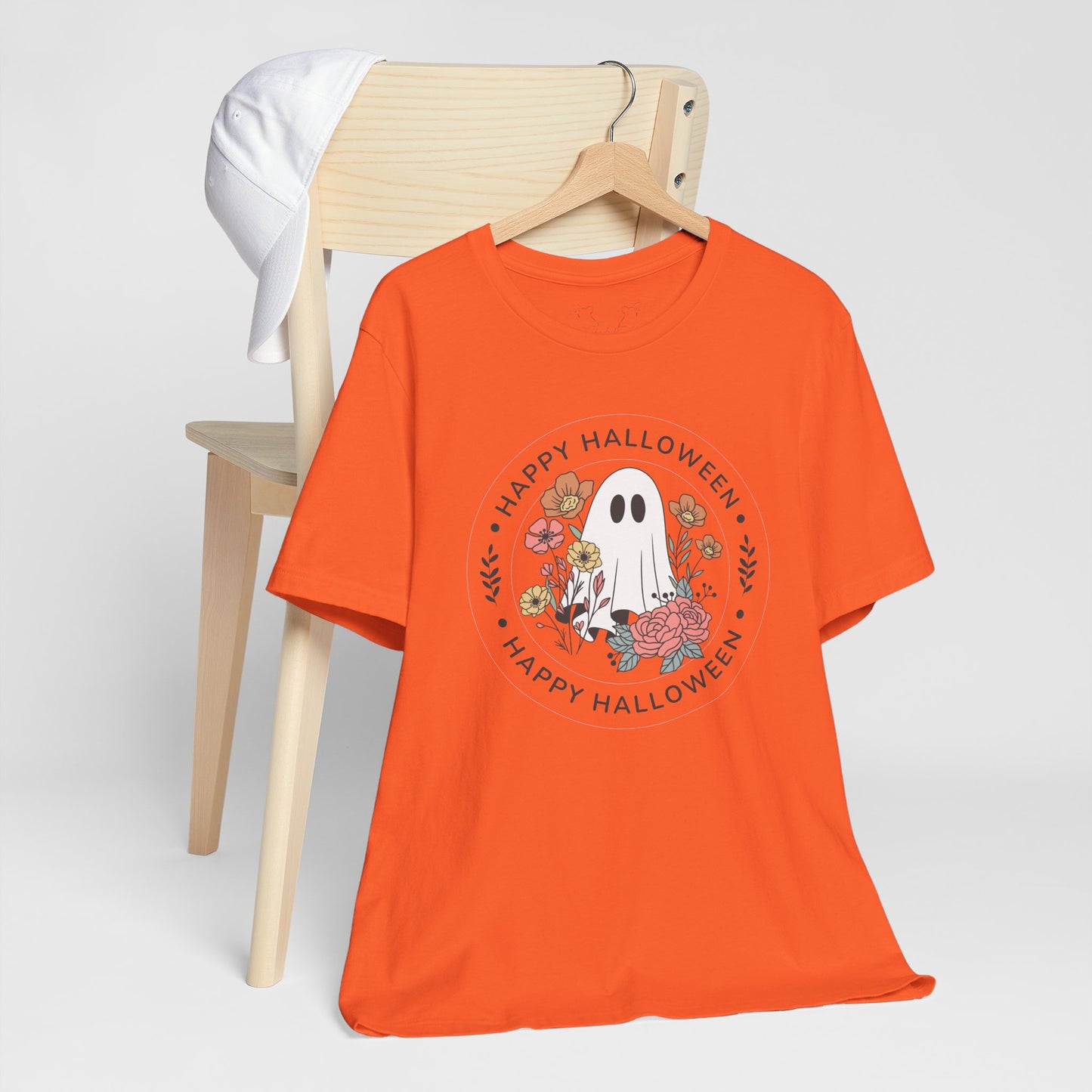 Happy Halloween Floral Ghost Tee – Bella+Canvas 3001