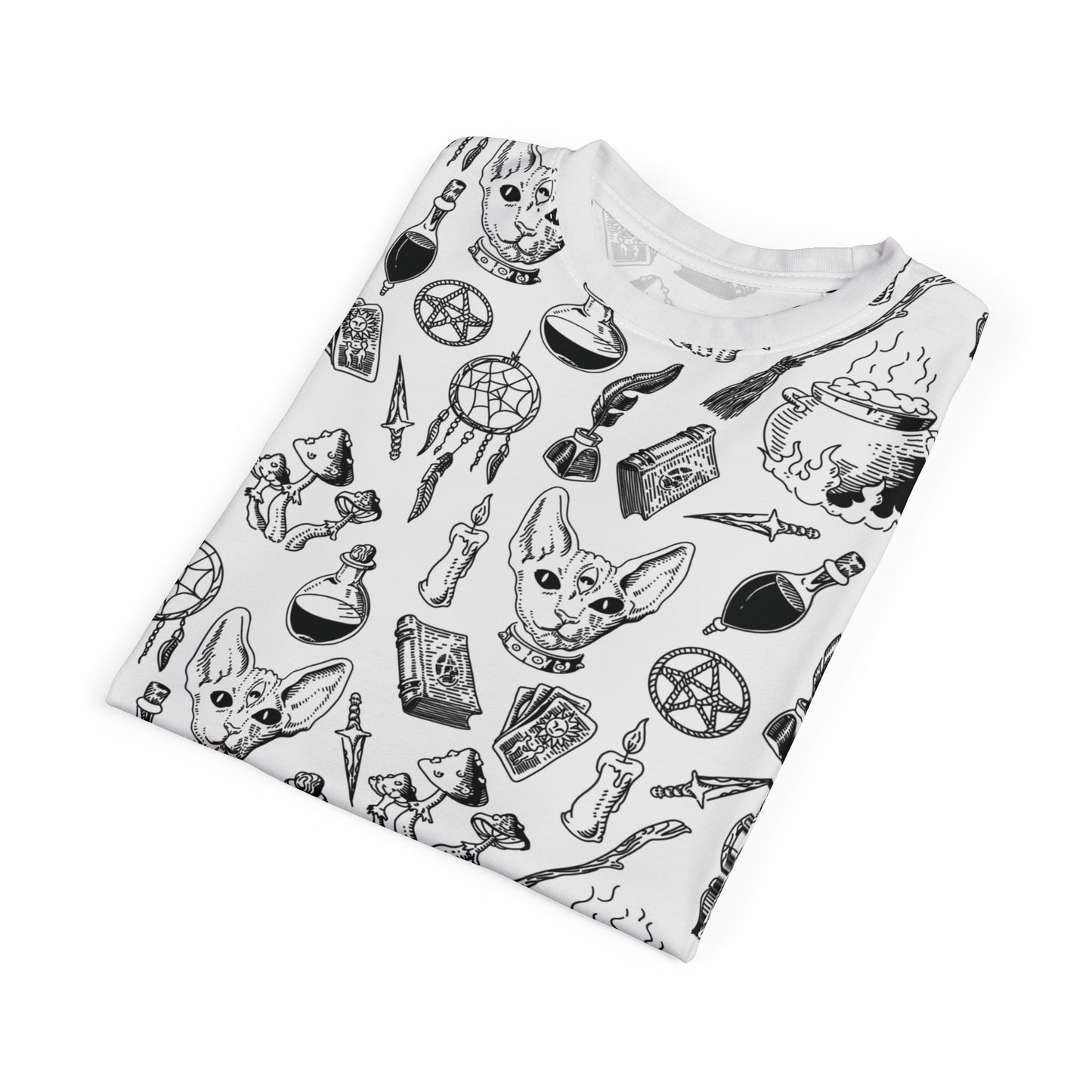Witchy Potions Familiar All Over Print Unisex Cut & Sew Tee