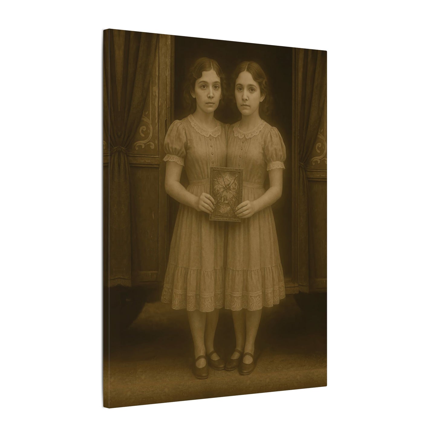 Conjoined Twins – Matte Canvas Print (Gallery-Wrapped) 0.75" – Vintage Circus-Inspired Canvas Wall Art