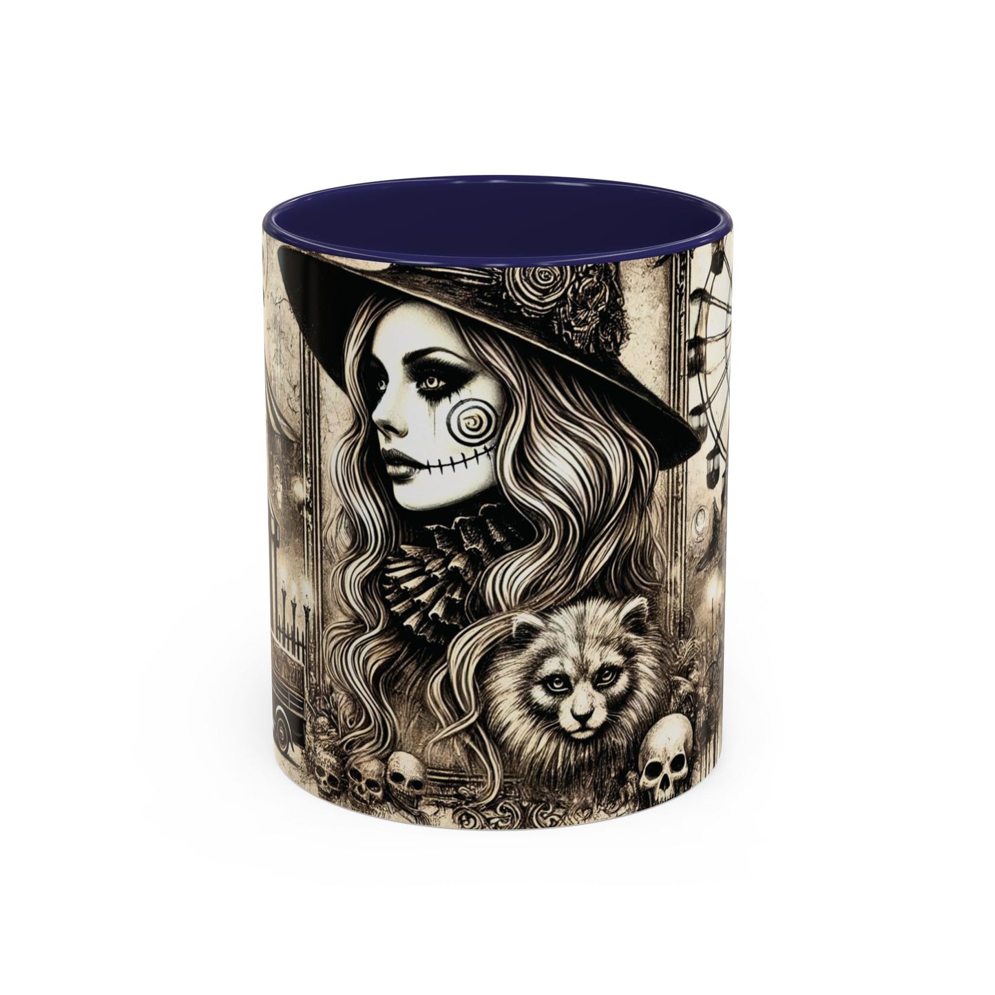 Creepy Circus Witch Mug | Vintage Halloween Accent Coffee Mug (11oz/15oz)