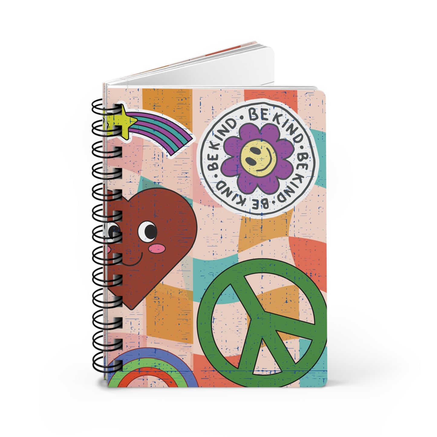Spiral-Bound Journal Notebook Diary – “Good Vibes” Hardcover Gloss Notebook - Retro Vibes