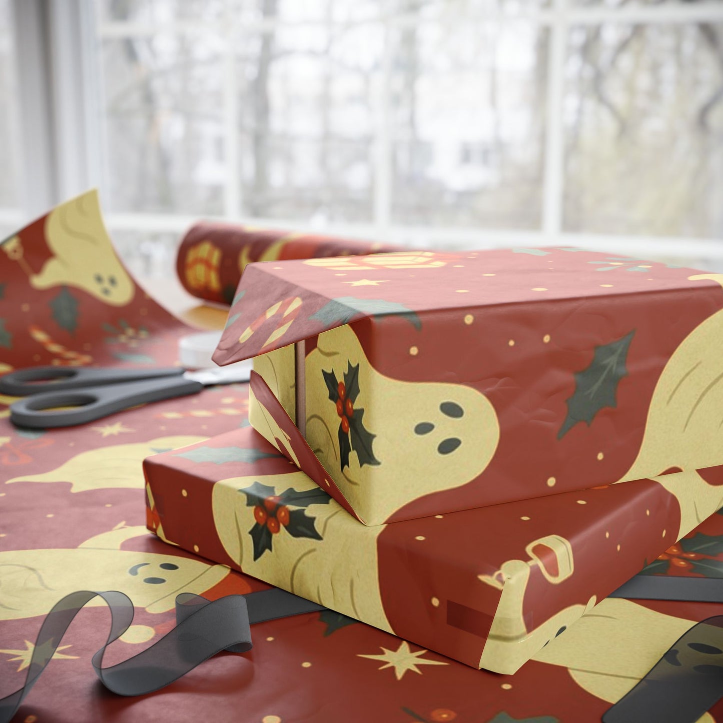 Vintage Holiday Ghosties - Luxury Holiday Wrapping Paper, Victorian Ghost Gift Wrap, 30" Roll (Matte/Gloss)