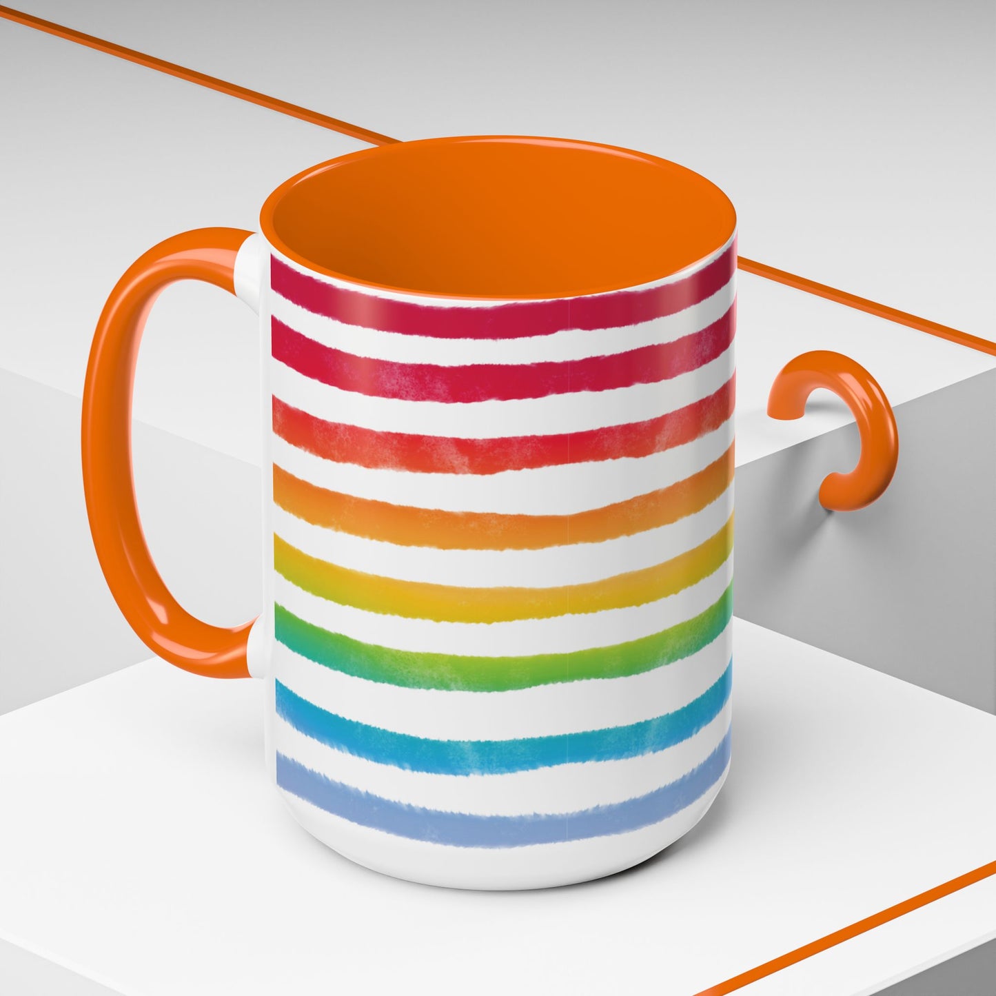 π Bold Rainbow Stripes Pride Mug | 11oz/15oz | Purple Accent