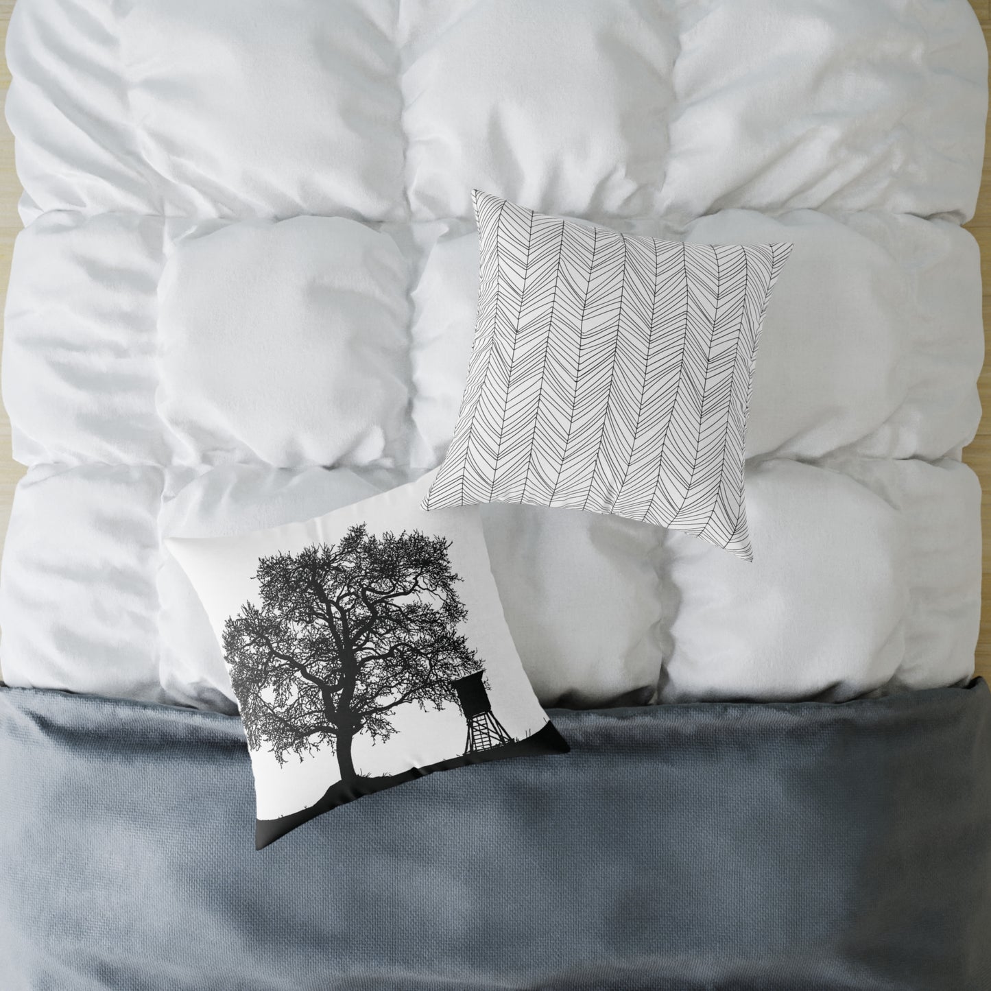 Lone Tree & Water Tower Silhouette Throw Pillow β Dark Countrycore Accent for Moody Spaces Home Decor Throw Pillows