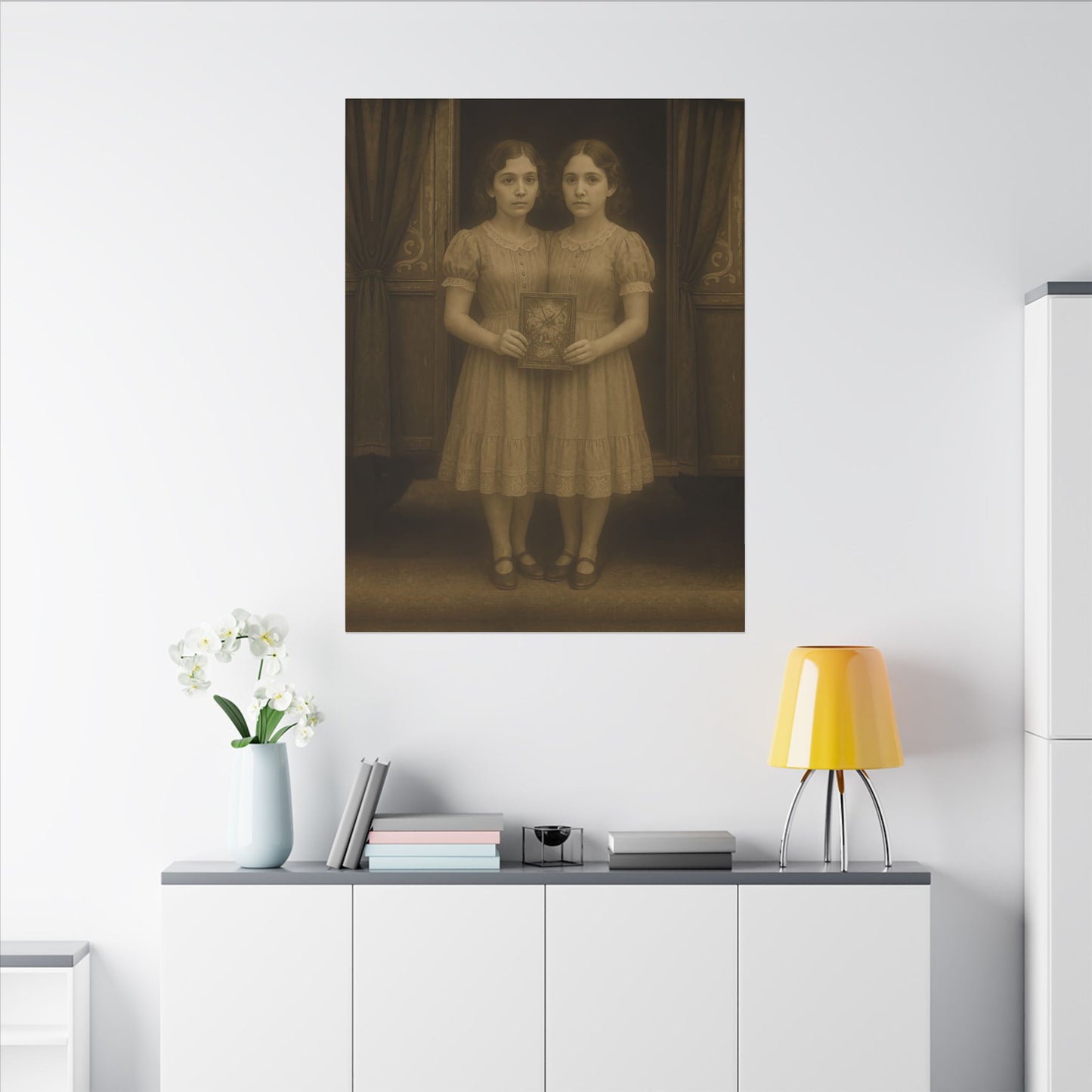Conjoined Twins – Matte Canvas Print (Gallery-Wrapped) 0.75" – Vintage Circus-Inspired Canvas Wall Art