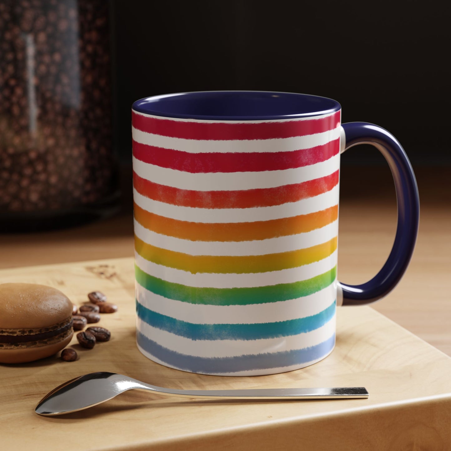 π Bold Rainbow Stripes Pride Mug | 11oz/15oz | Purple Accent