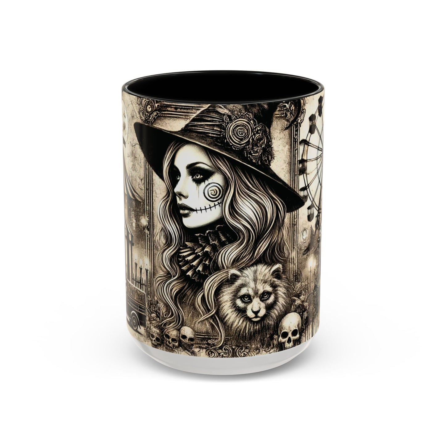Creepy Circus Witch Mug | Vintage Halloween Accent Coffee Mug (11oz/15oz)