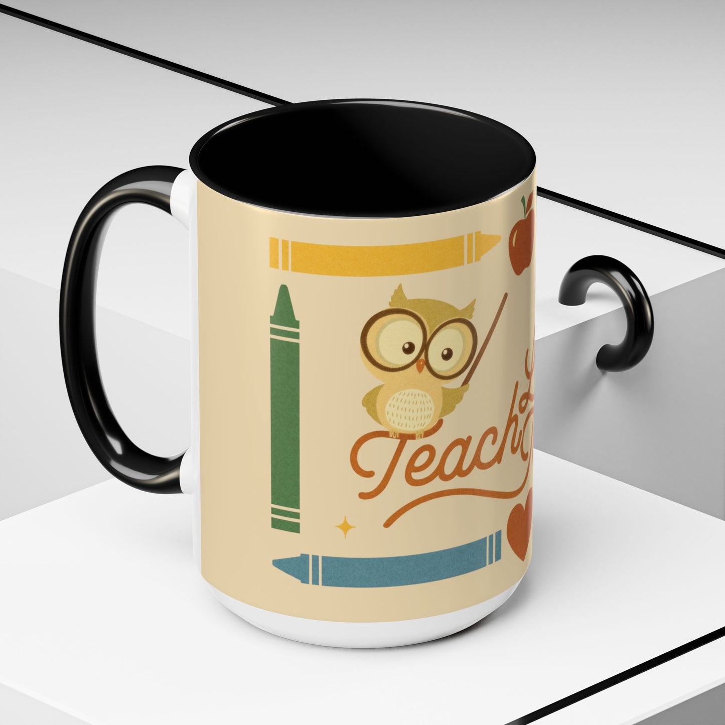 Teach Love Inspire Color Accent Mug (11oz/15oz) – Teacher Gift • Back to School • Durable Ceramic, Dishwasher & Microwave Safe