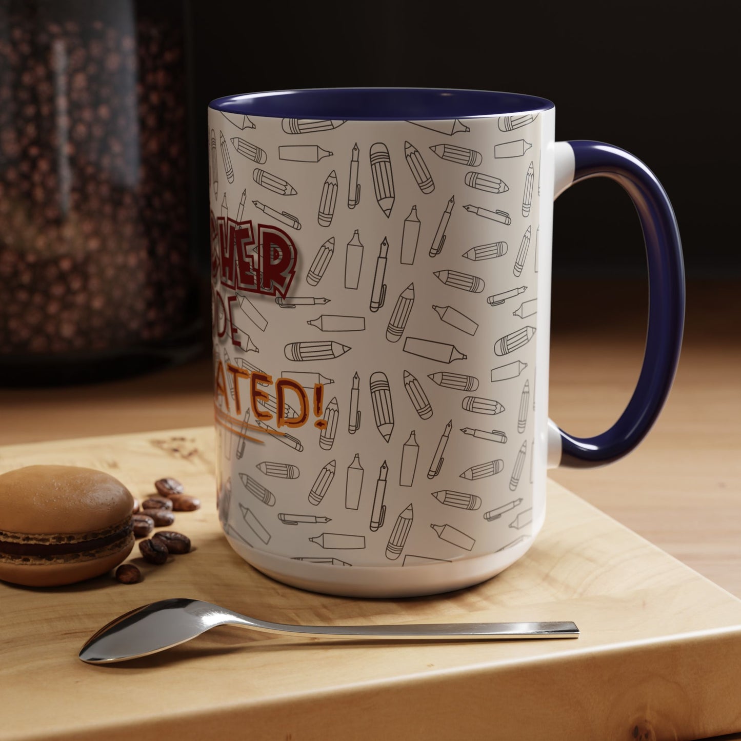 Funny Teacher Coffee Mug – Back to School Gift – “Teacher Mode Activated” – Color Accent 11oz 15oz – Classroom Decor – Durable Ceramic – Education Life