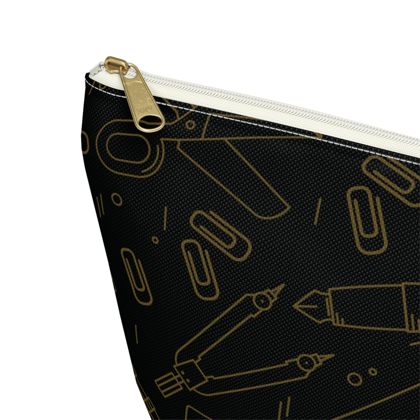 Black & Gold Artist Sketch T-Bottom Pouch • Stylish Pencil Case or Makeup Bag • Small or Large Sizes