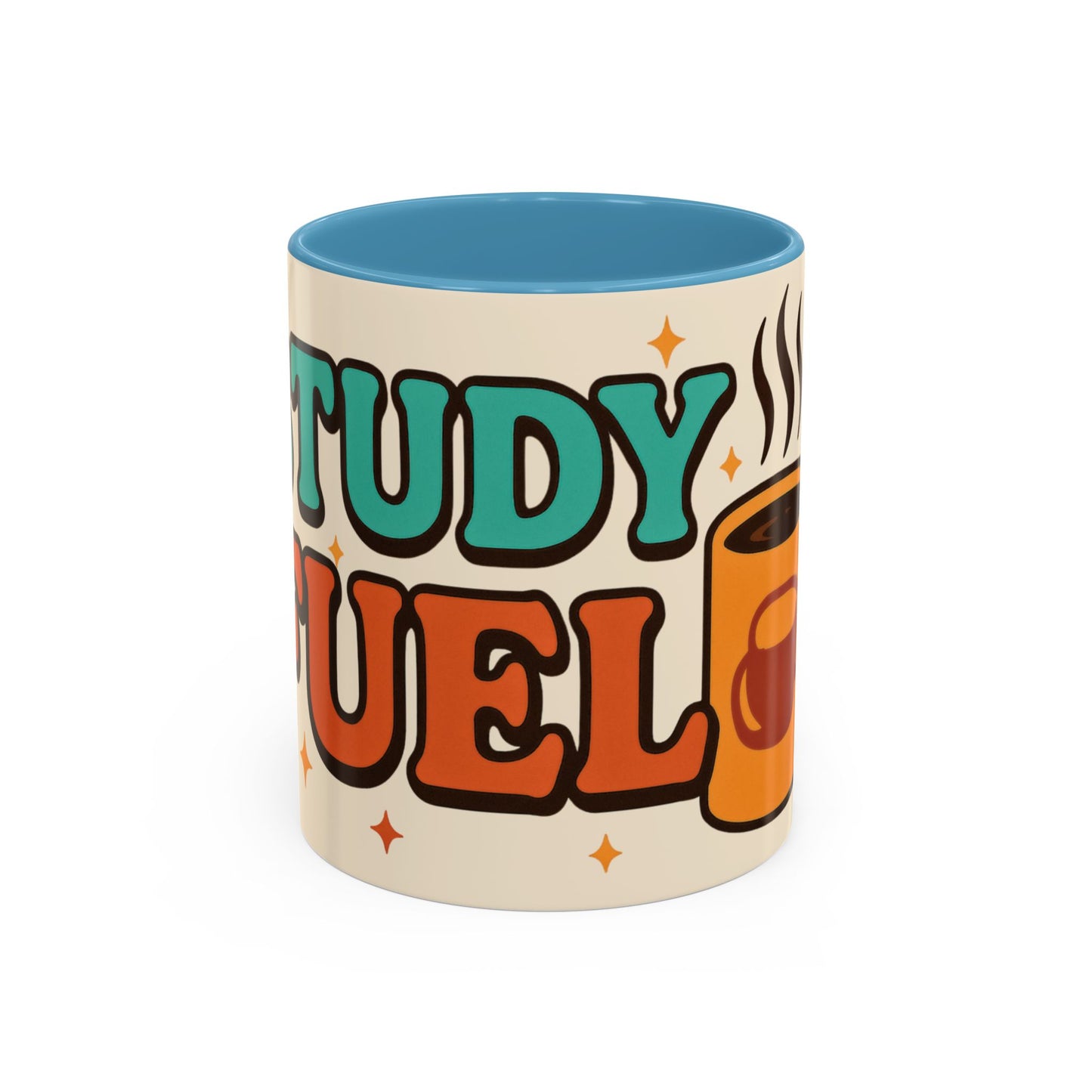Study Fuel Color Accent Mug (11oz/15oz) – Retro Teacher/Student Coffee Cup • Back to School • Durable Ceramic