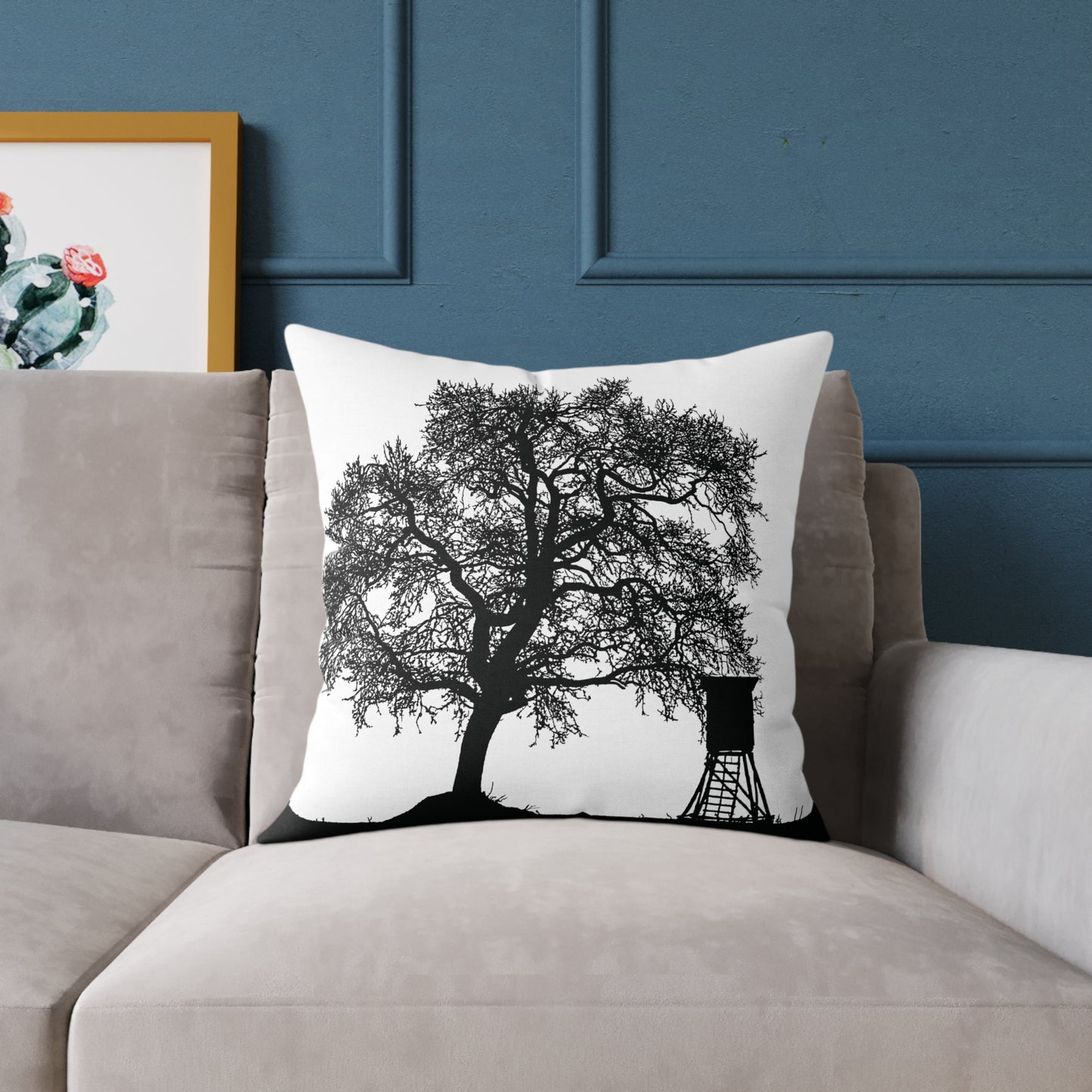 Lone Tree & Water Tower Silhouette Throw Pillow β Dark Countrycore Accent for Moody Spaces Home Decor Throw Pillows