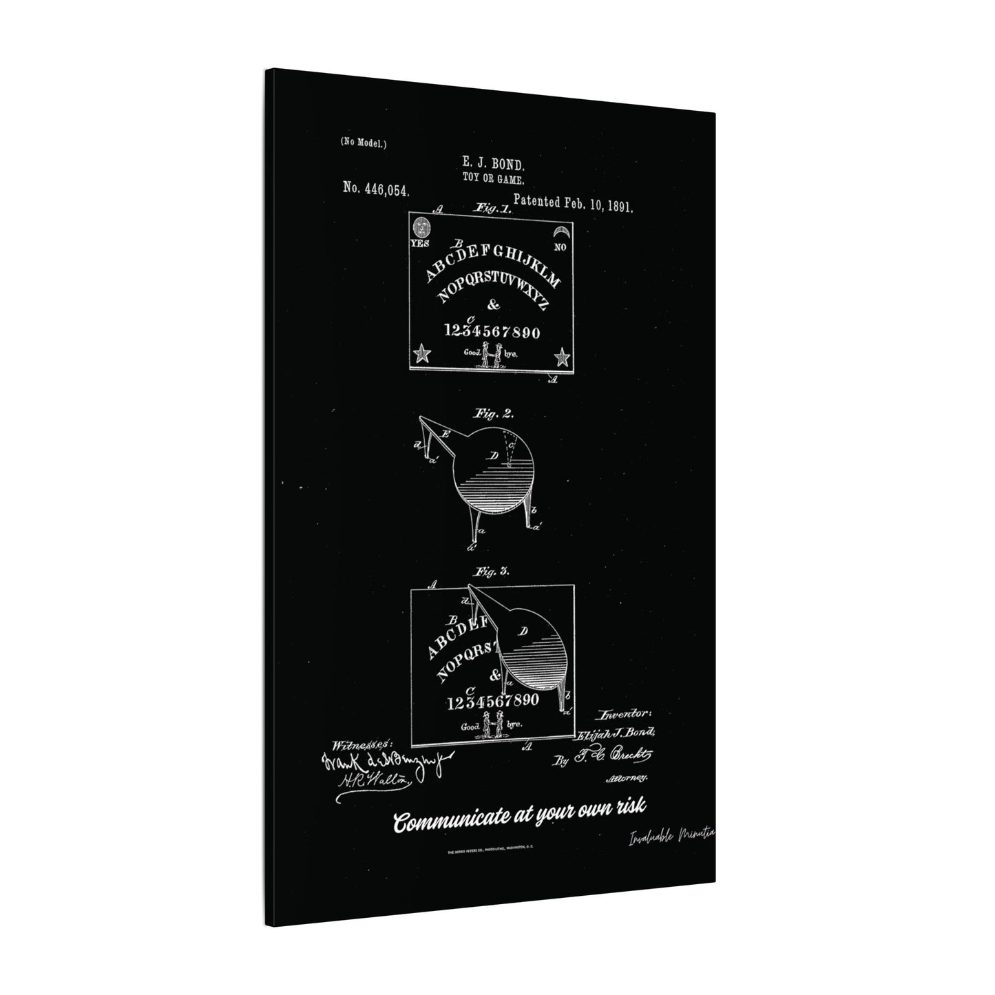 Ouija Board Patent Print (1891) – Gothic Spirit Board Canvas Wall Art