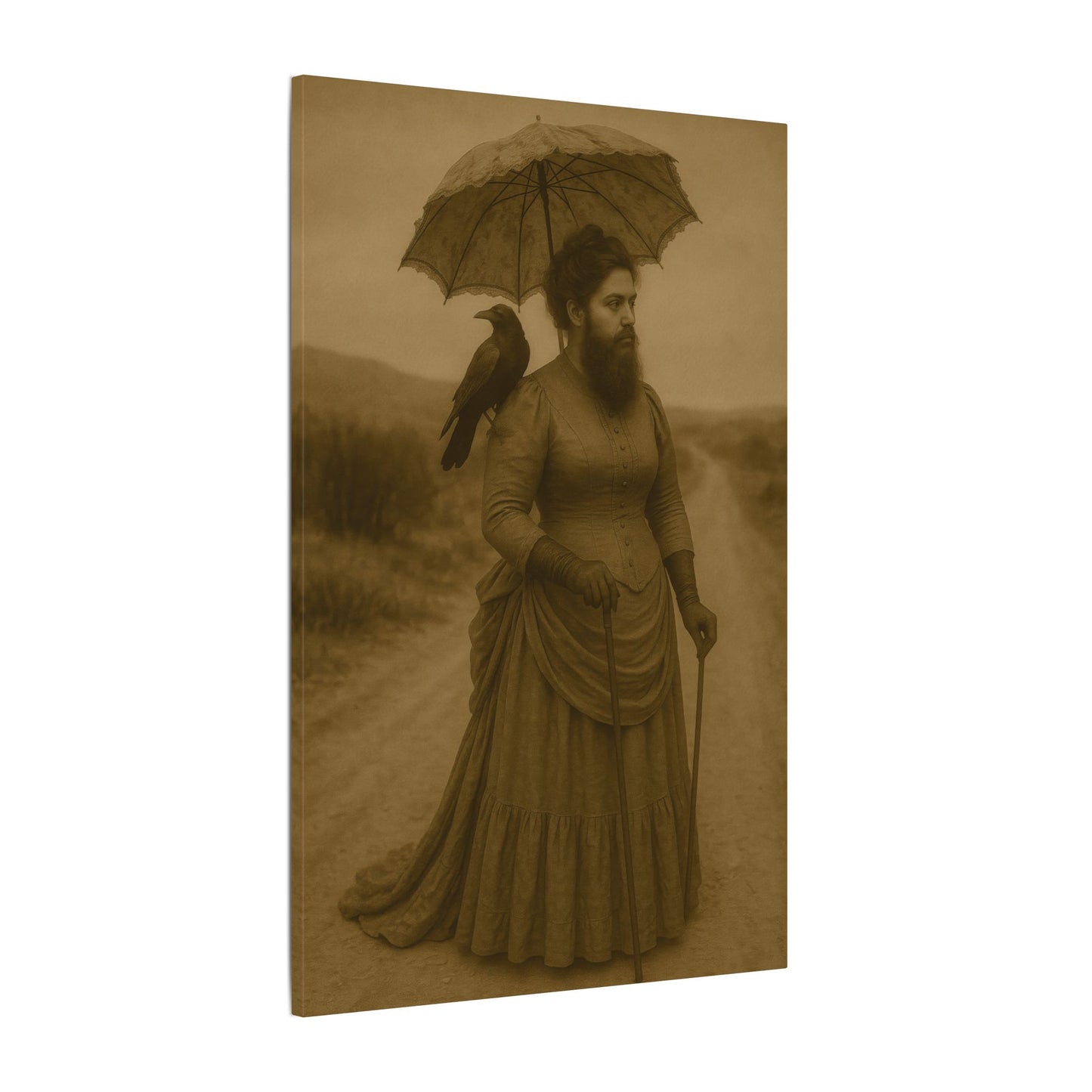 Bearded Lady with Crow β Matte Canvas Print (Gallery-Wrapped) 0.75"