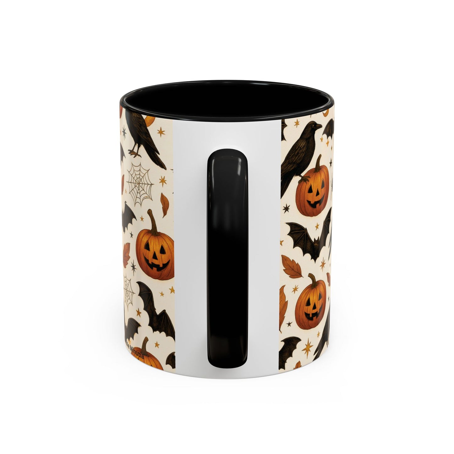 Halloween Raven & Pumpkin Color Accent Mug β Gothic Crow, Bats & Jack-oβ-Lantern Coffee Cup (11oz & 15oz) β Spooky Autumn Drinkware