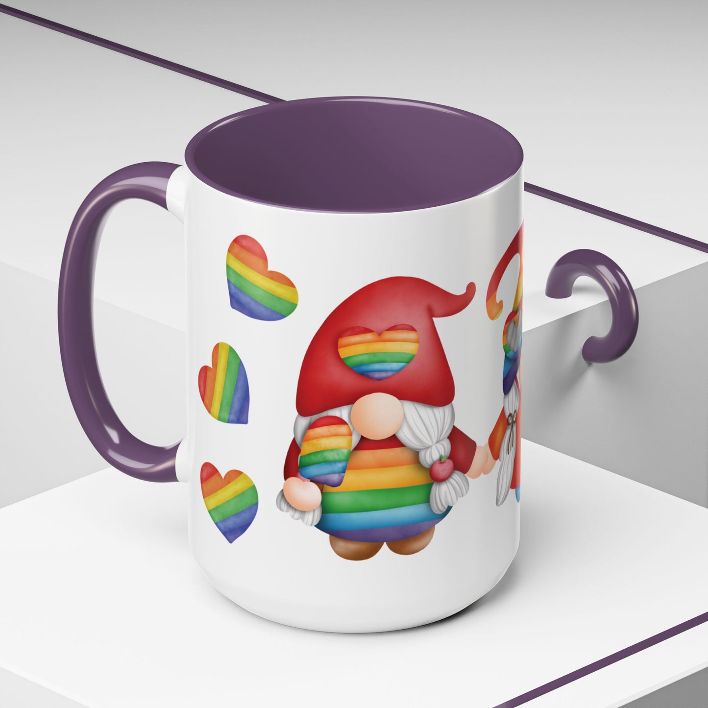 Pride Gnome Accent Mug | Rainbow Love Coffee Cup | 11oz & 15oz