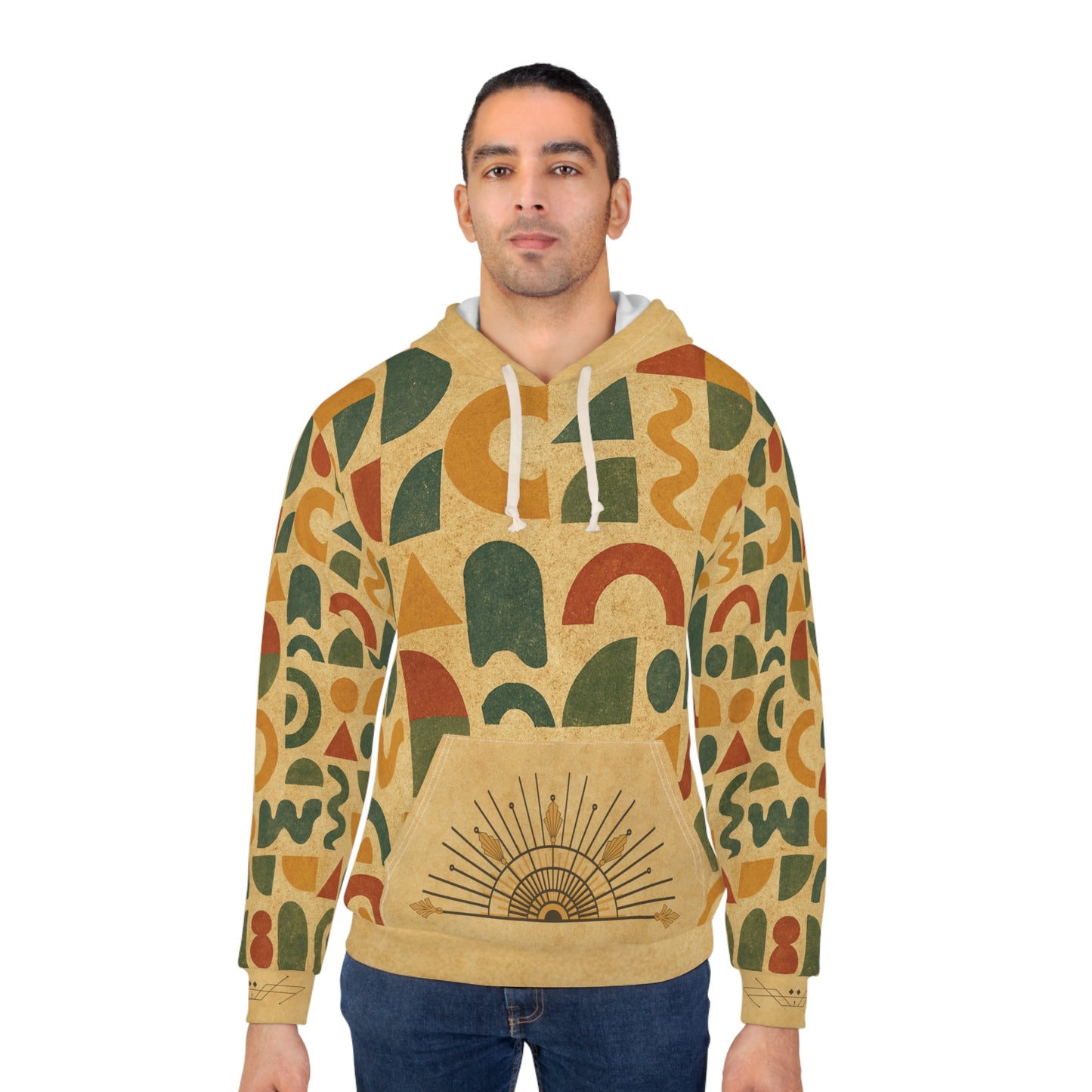 Artistic Deco Glyph: Sunrise in Earth Tones β All-Over Print Hoodie