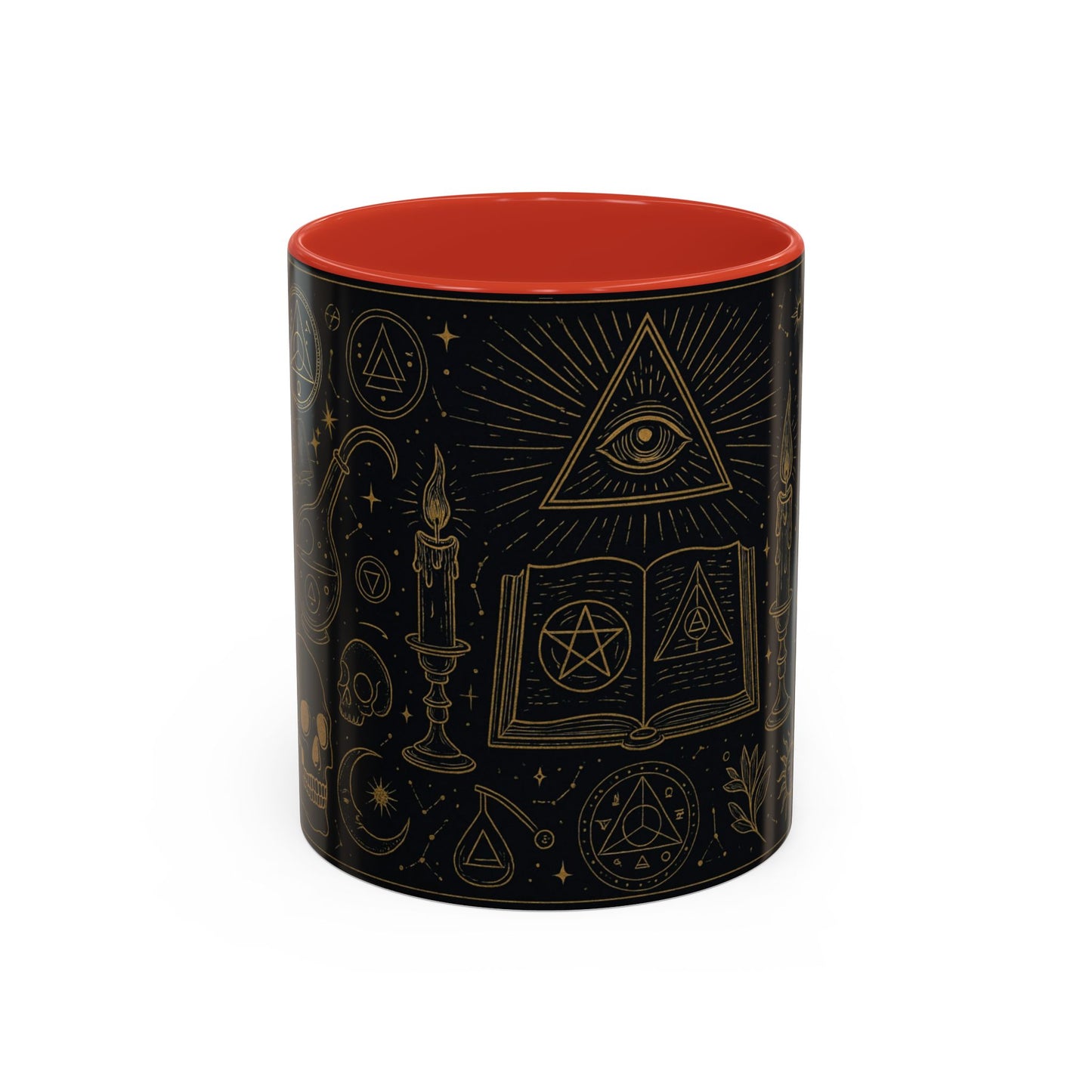Witchy Aesthetic Coffee Mug โ 15oz Black & Purple Ceramic with Occult Symbols โ Goth Kitchen Decor, Halloween Gift Idea - 11oz/15oz