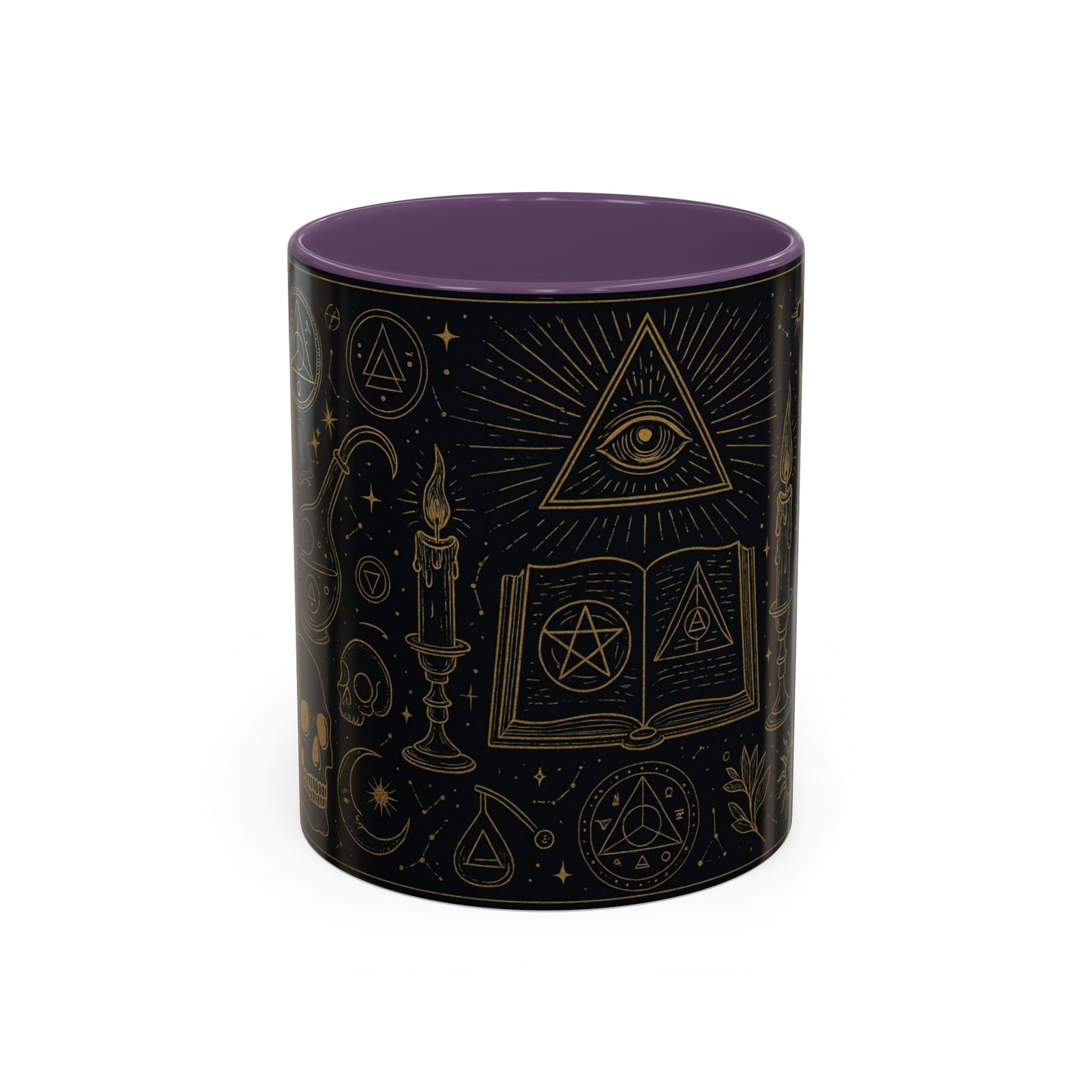 Witchy Aesthetic Coffee Mug โ 15oz Black & Purple Ceramic with Occult Symbols โ Goth Kitchen Decor, Halloween Gift Idea - 11oz/15oz