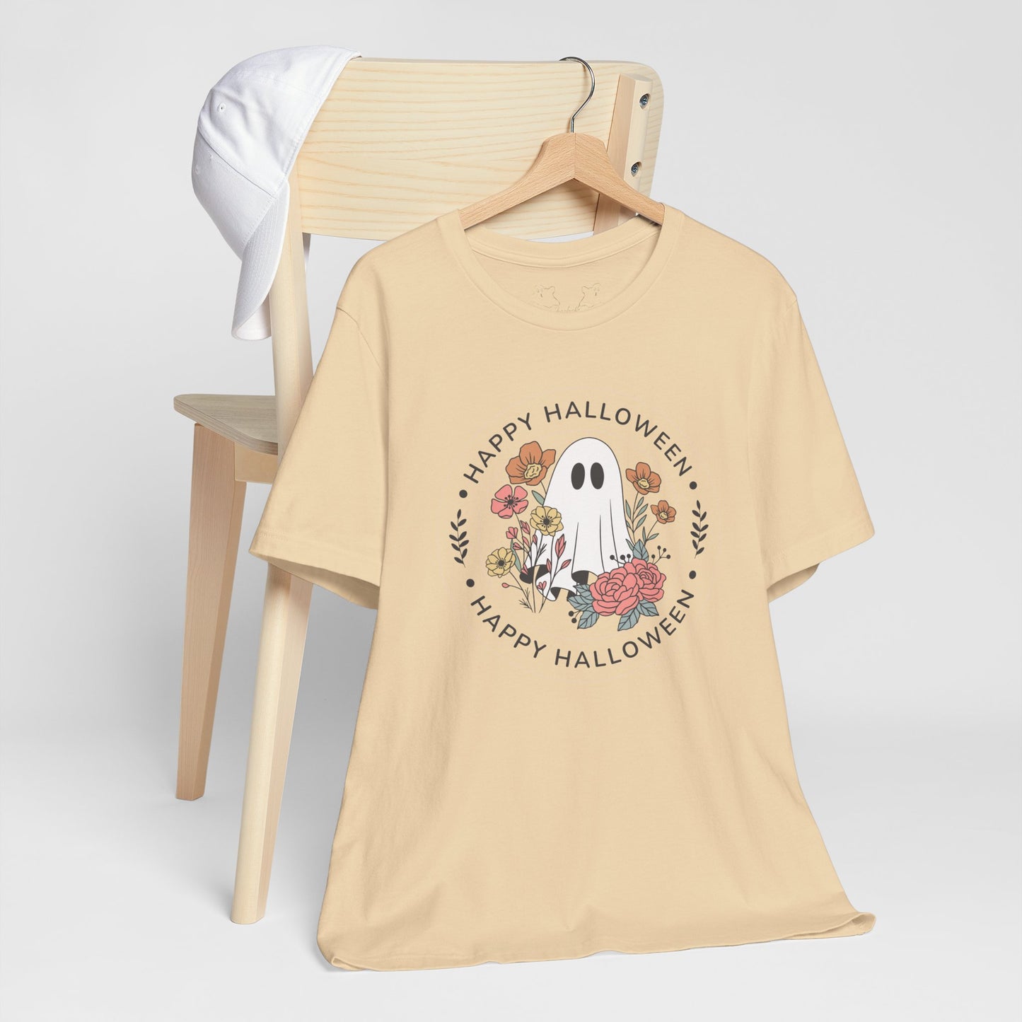Happy Halloween Floral Ghost Tee – Bella+Canvas 3001