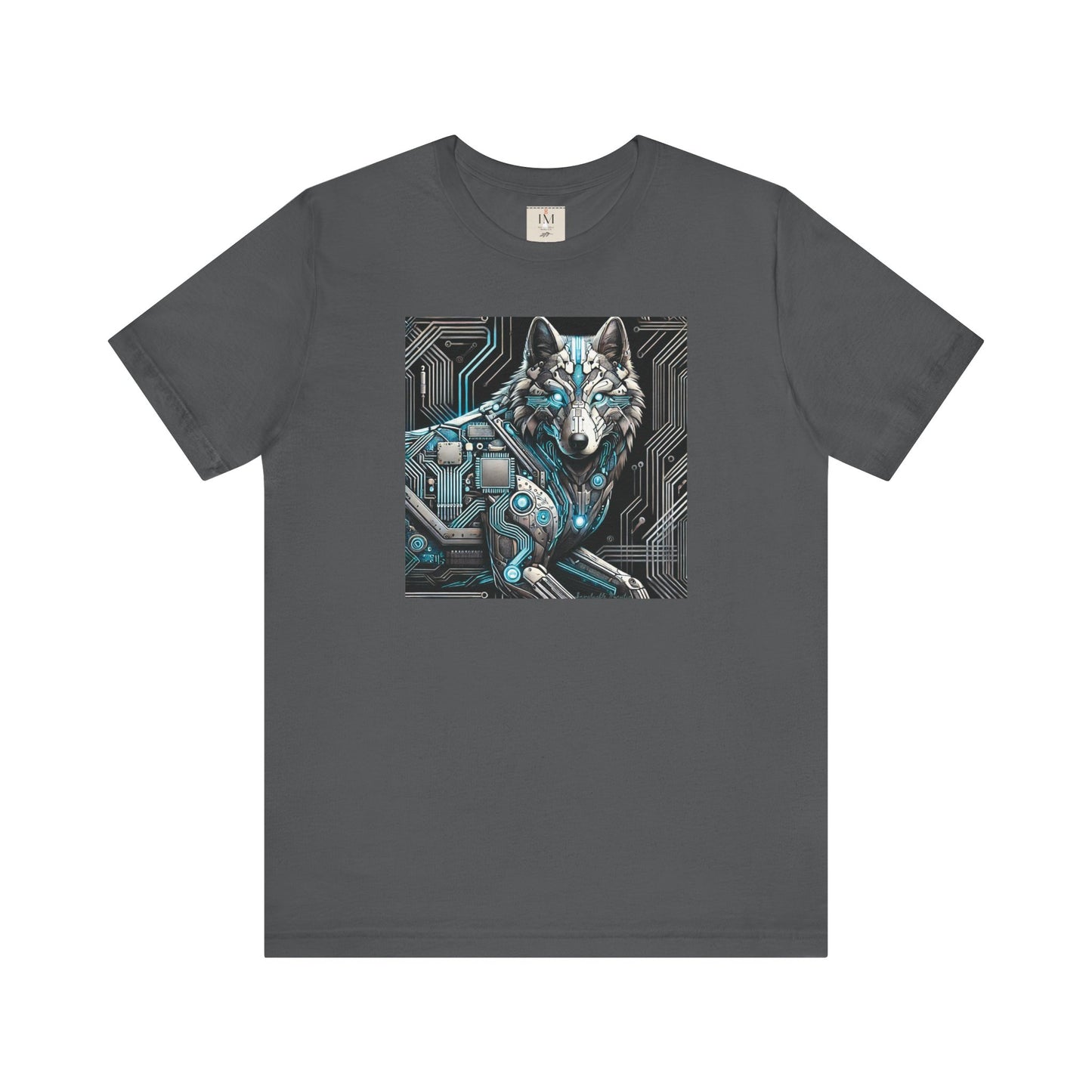 Tech Cyber Wolf Unisex Jersey Tee - Futuristic Animal Print Animal T-Shirt