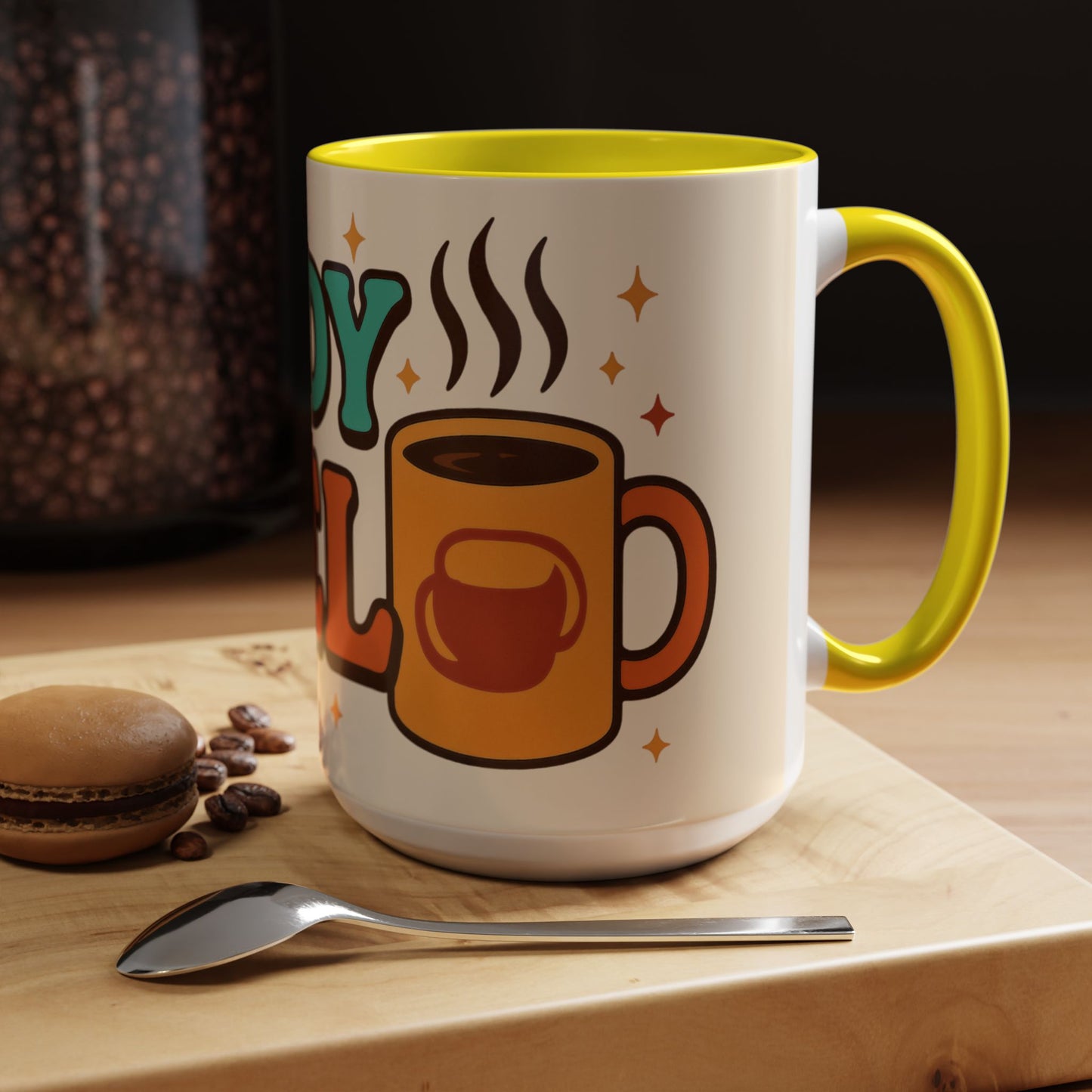 Study Fuel Color Accent Mug (11oz/15oz) – Retro Teacher/Student Coffee Cup • Back to School • Durable Ceramic