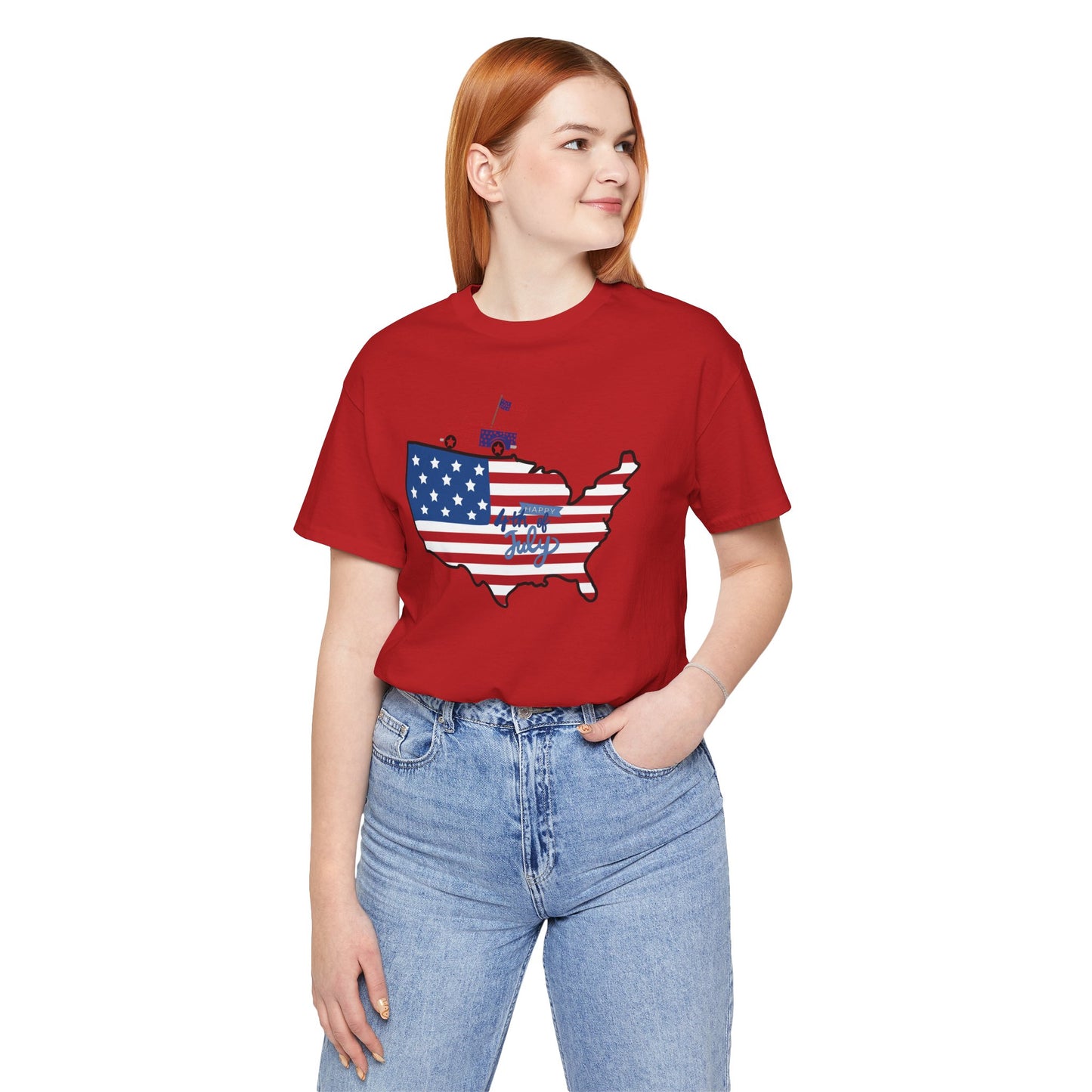 All-American USA Map & Truck Tee β Unisex Bella+Canvas Jersey Tee - 4th of July T-Shirt