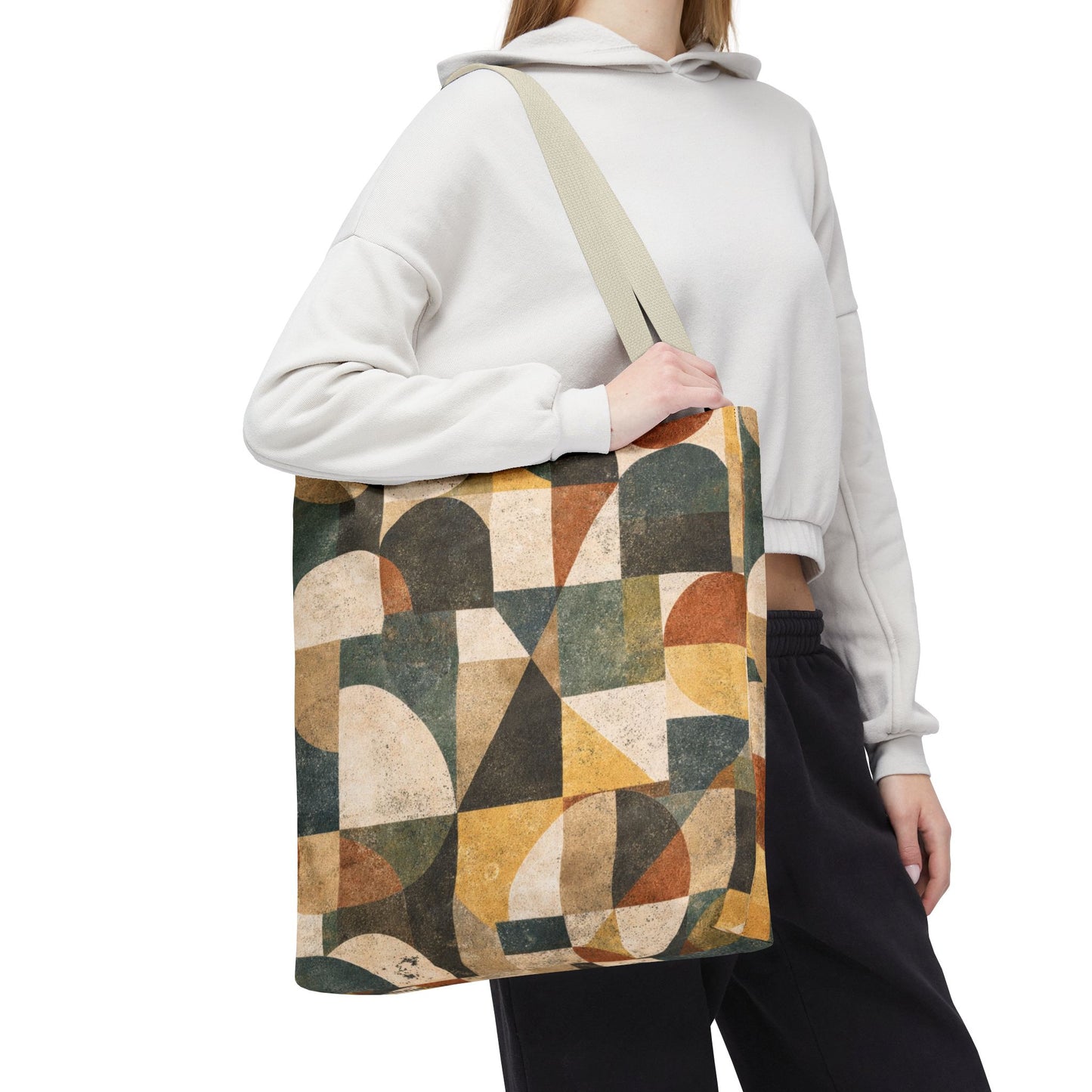 Mid-Century Geometric Canvas Tote Bag