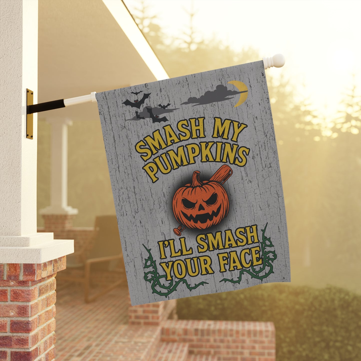 Smash My Pumpkins Halloween Flag β Funny Porch & Garden Banner & Flag (12"x18" or 24.5"x32")