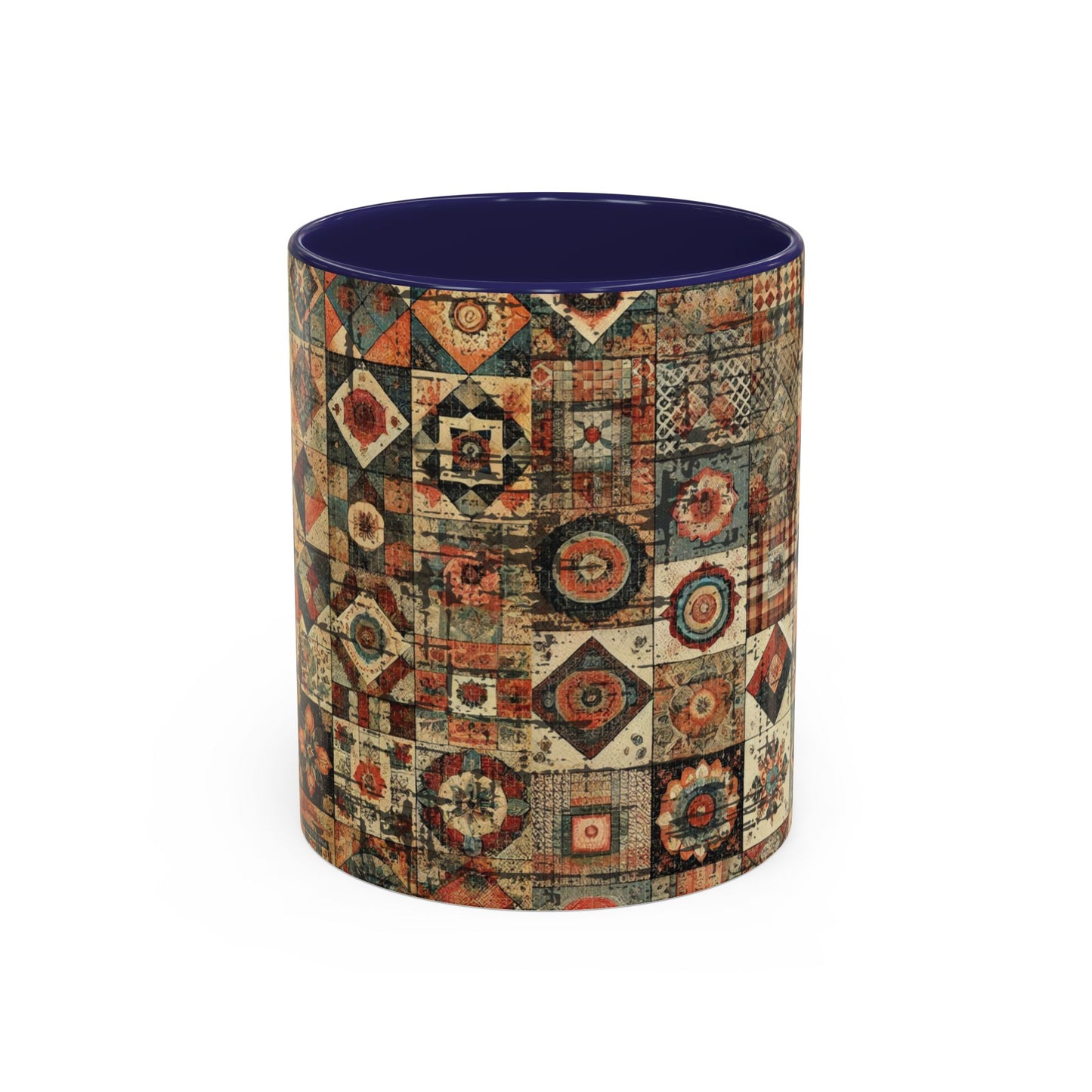 Boho Patchwork Quilt Mug | Vintage Accent Coffee Mug (11oz/15oz)