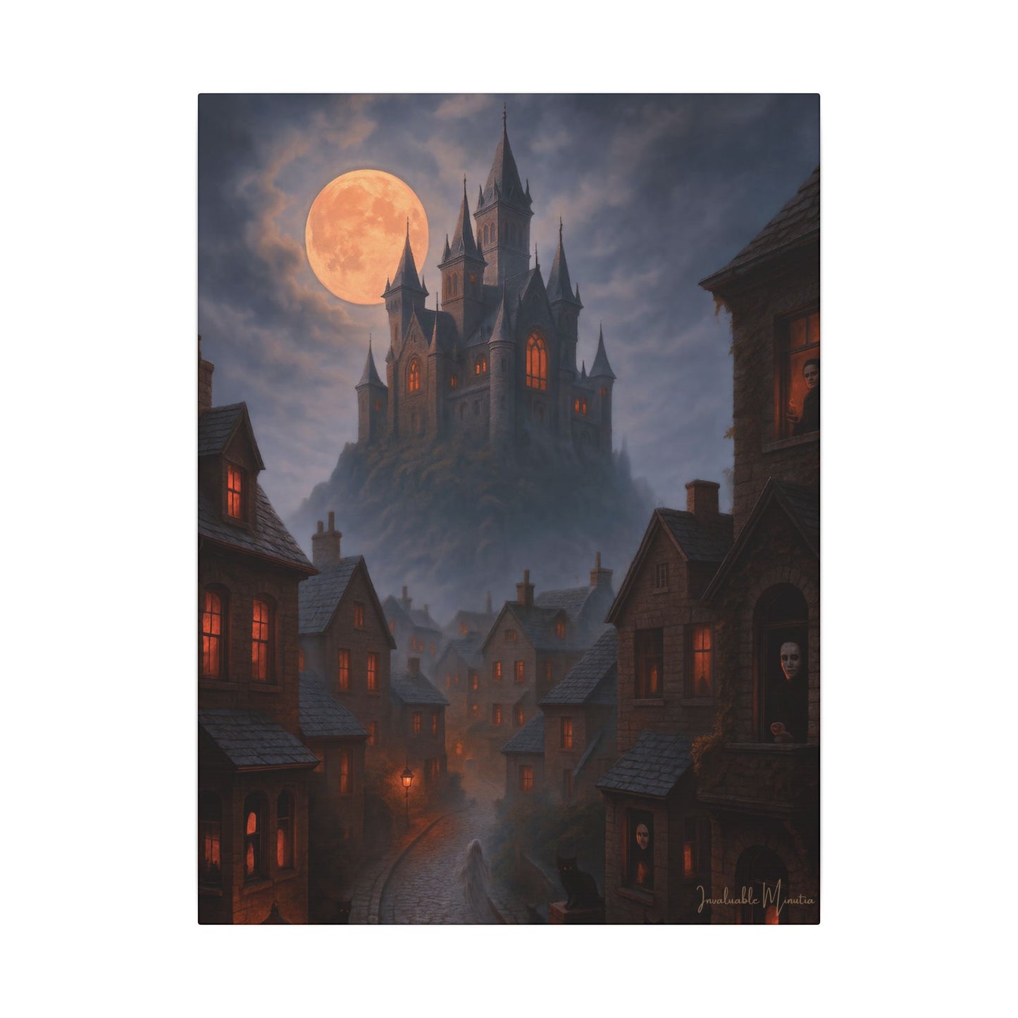 Haunted Hilltop Castle Canvas Print – Gothic Halloween Wall Art for Spooky Season Decor