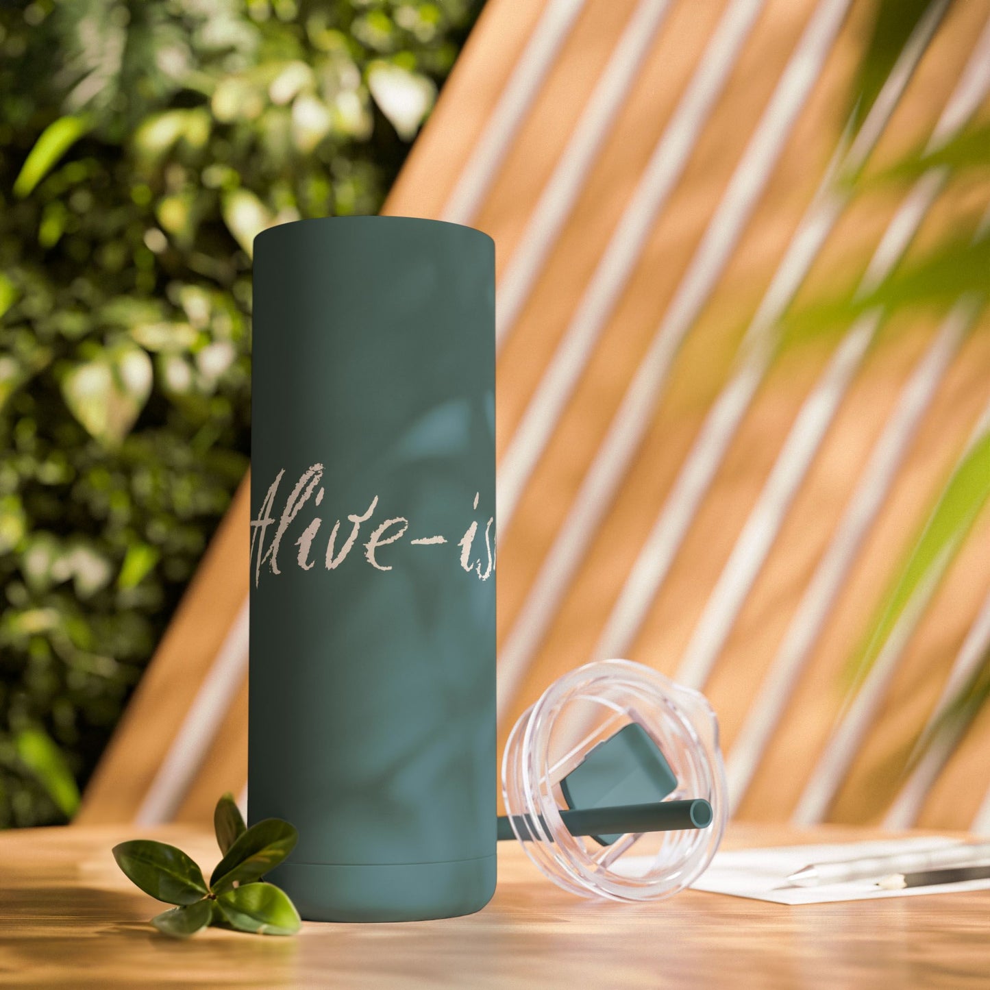 “Alive-ish” Matte Tumbler – 20oz Maars Skinny Tumbler with Straw | Chalk Script Hydration Statement