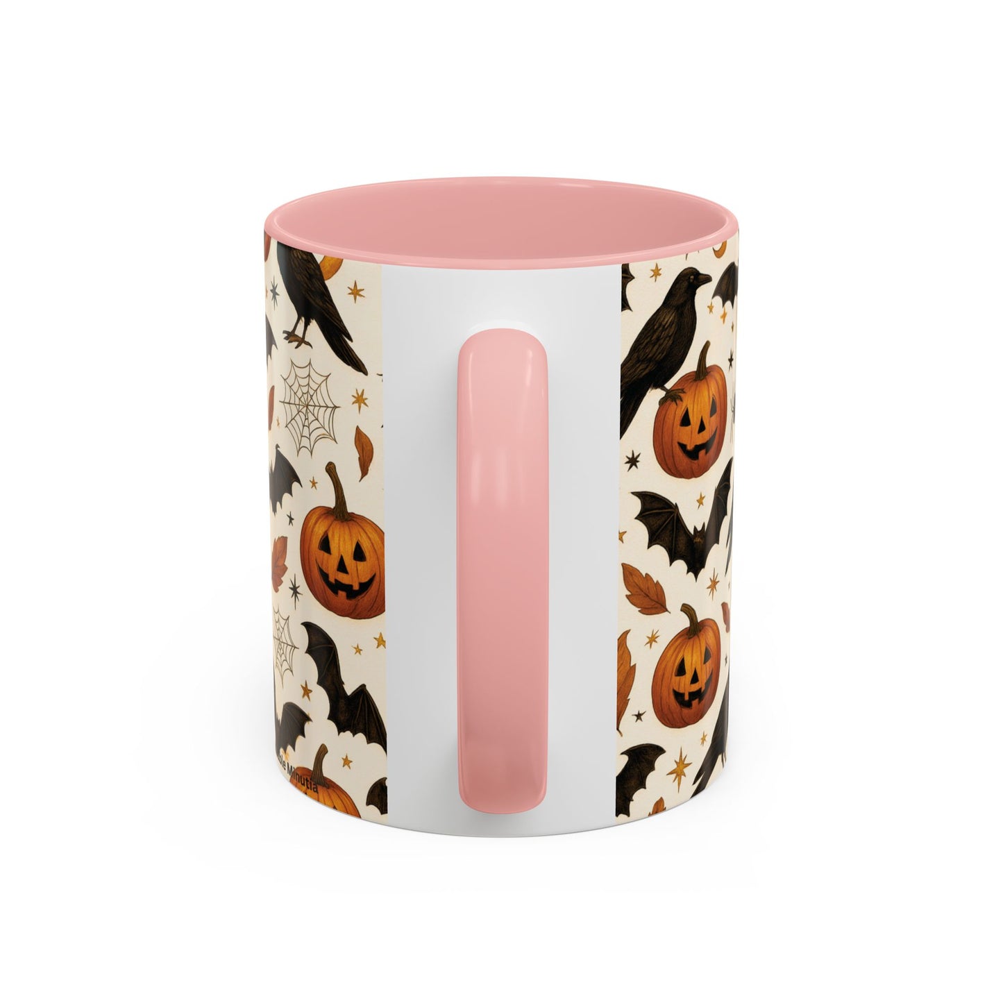 Halloween Raven & Pumpkin Color Accent Mug β Gothic Crow, Bats & Jack-oβ-Lantern Coffee Cup (11oz & 15oz) β Spooky Autumn Drinkware