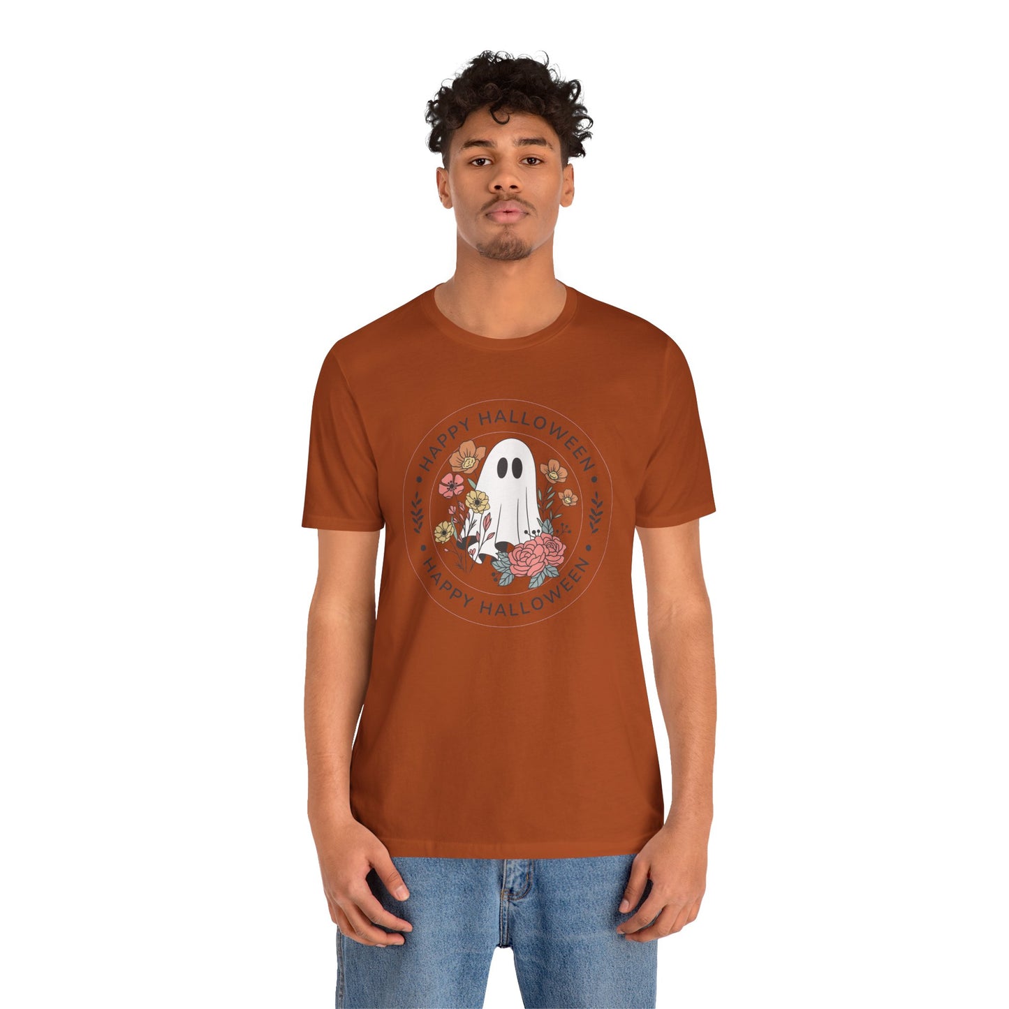 Happy Halloween Floral Ghost Tee – Bella+Canvas 3001