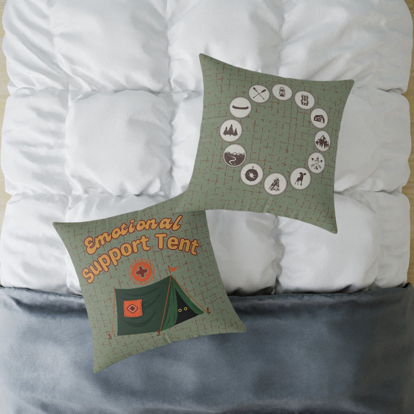 Fun Camping Decor Pillow - Emotional Support Tent β Boutique Canvas Throw Pillow