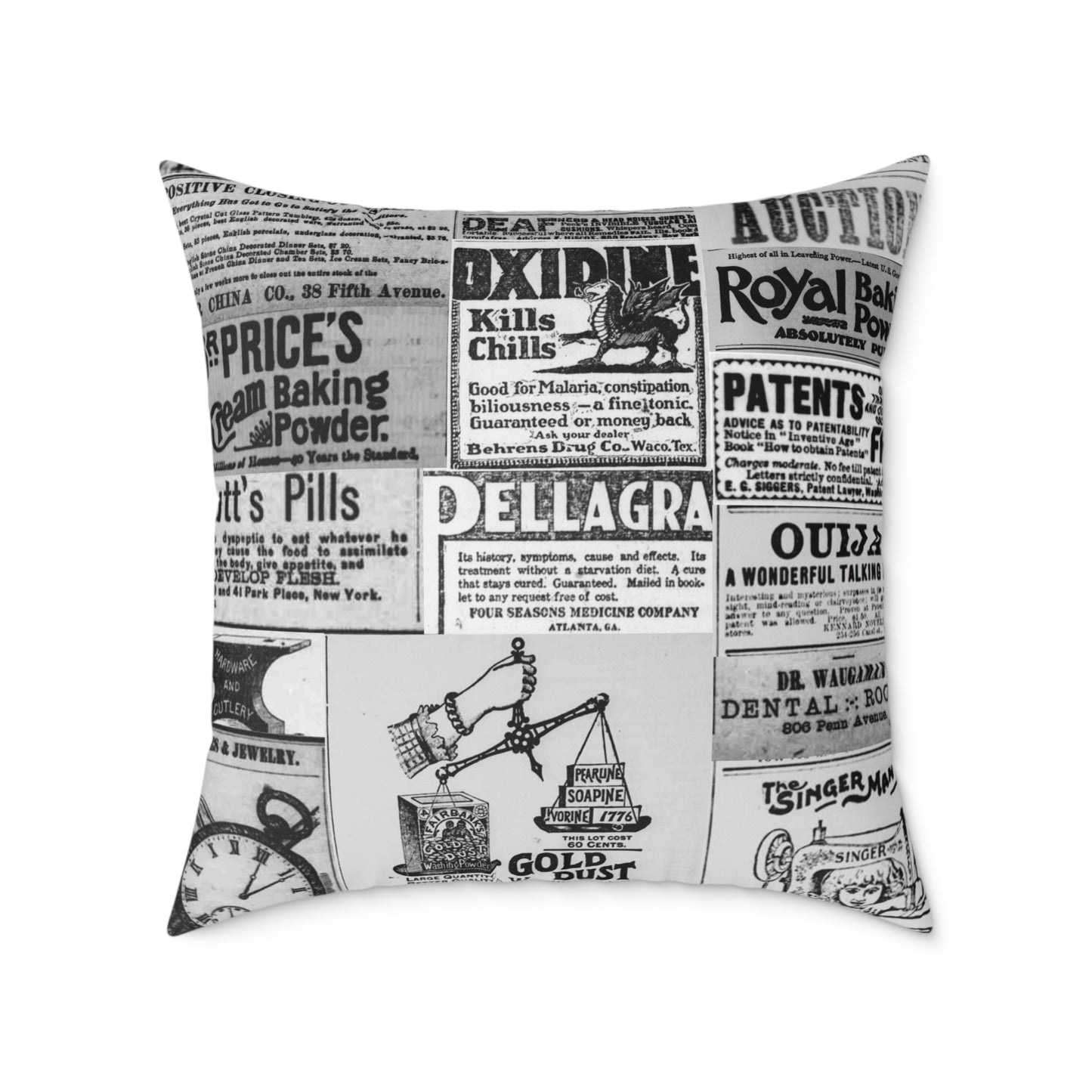 Occult Americana β Vintage Ads Collage Art - CanvasThrow Pillow