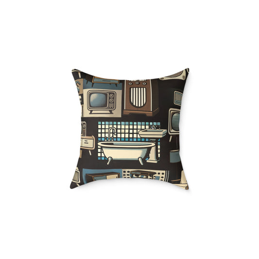 Cojín retro para decoración del hogar, cojín de estilo vintage, regalo único para inauguración de la casa, acogedor acento para la sala de estar, cojín de cuadros grunge