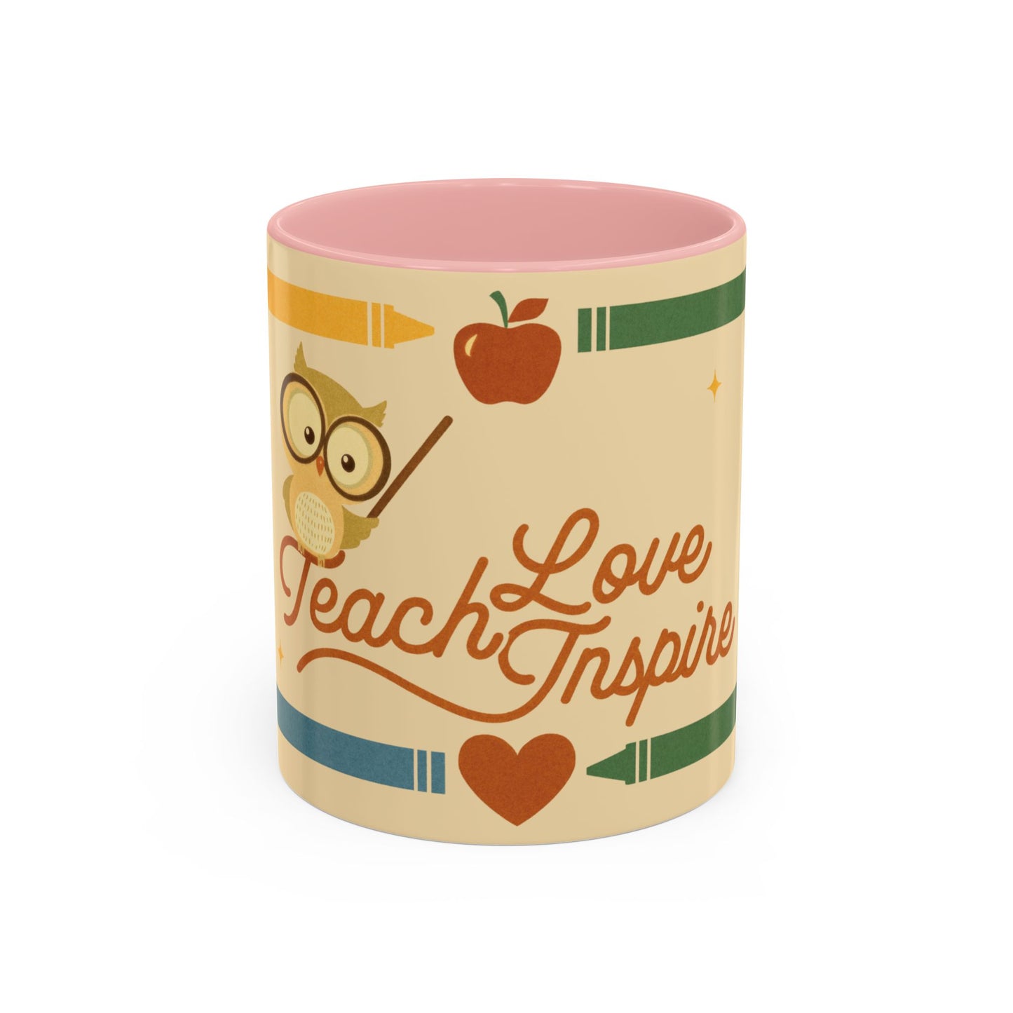 Teach Love Inspire Color Accent Mug (11oz/15oz) – Teacher Gift • Back to School • Durable Ceramic, Dishwasher & Microwave Safe