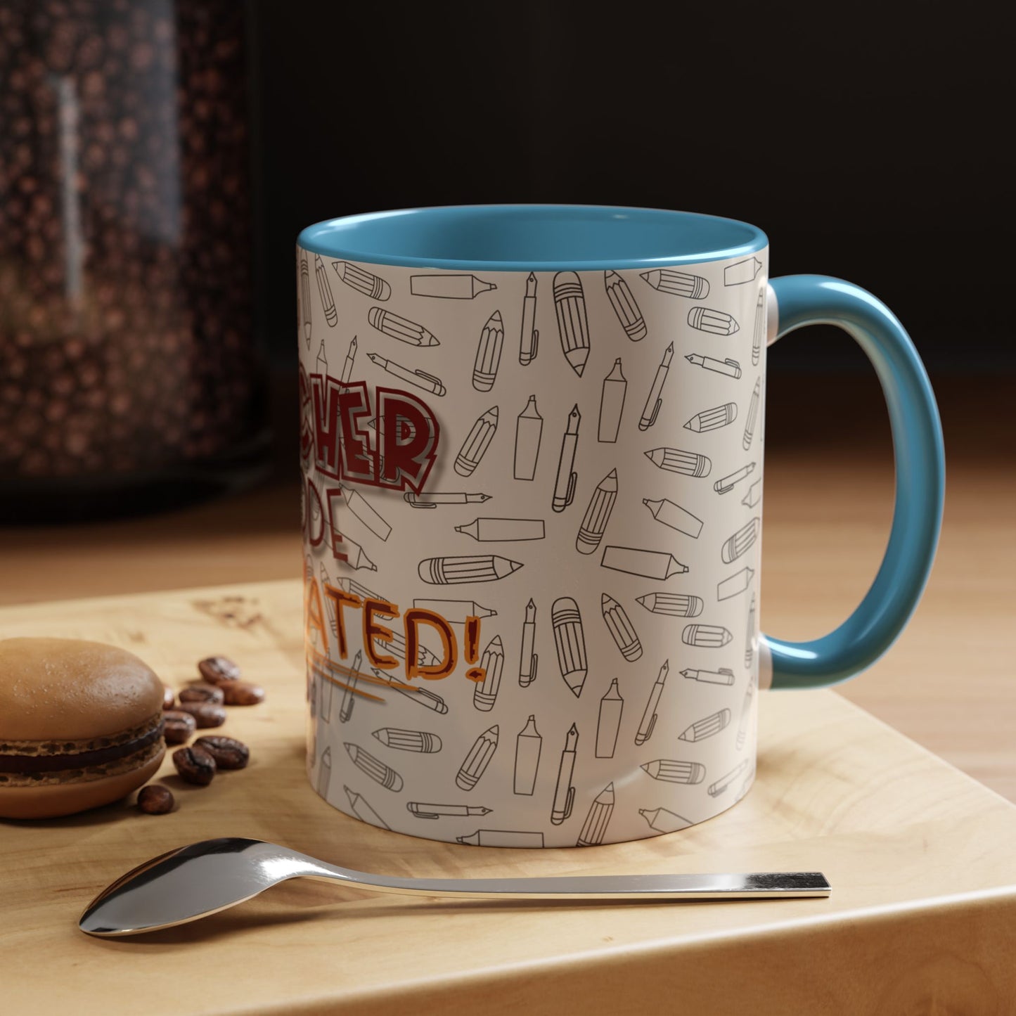 Funny Teacher Coffee Mug – Back to School Gift – “Teacher Mode Activated” – Color Accent 11oz 15oz – Classroom Decor – Durable Ceramic – Education Life