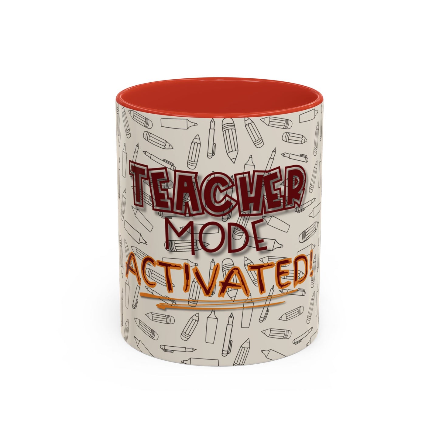 Funny Teacher Coffee Mug – Back to School Gift – “Teacher Mode Activated” – Color Accent 11oz 15oz – Classroom Decor – Durable Ceramic – Education Life