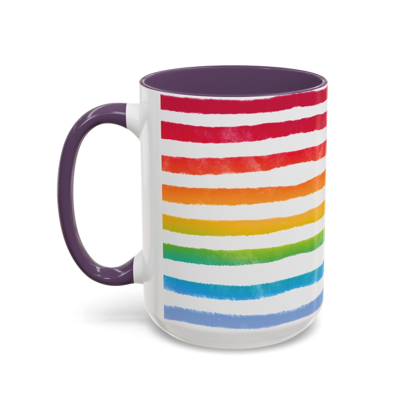 π Bold Rainbow Stripes Pride Mug | 11oz/15oz | Purple Accent