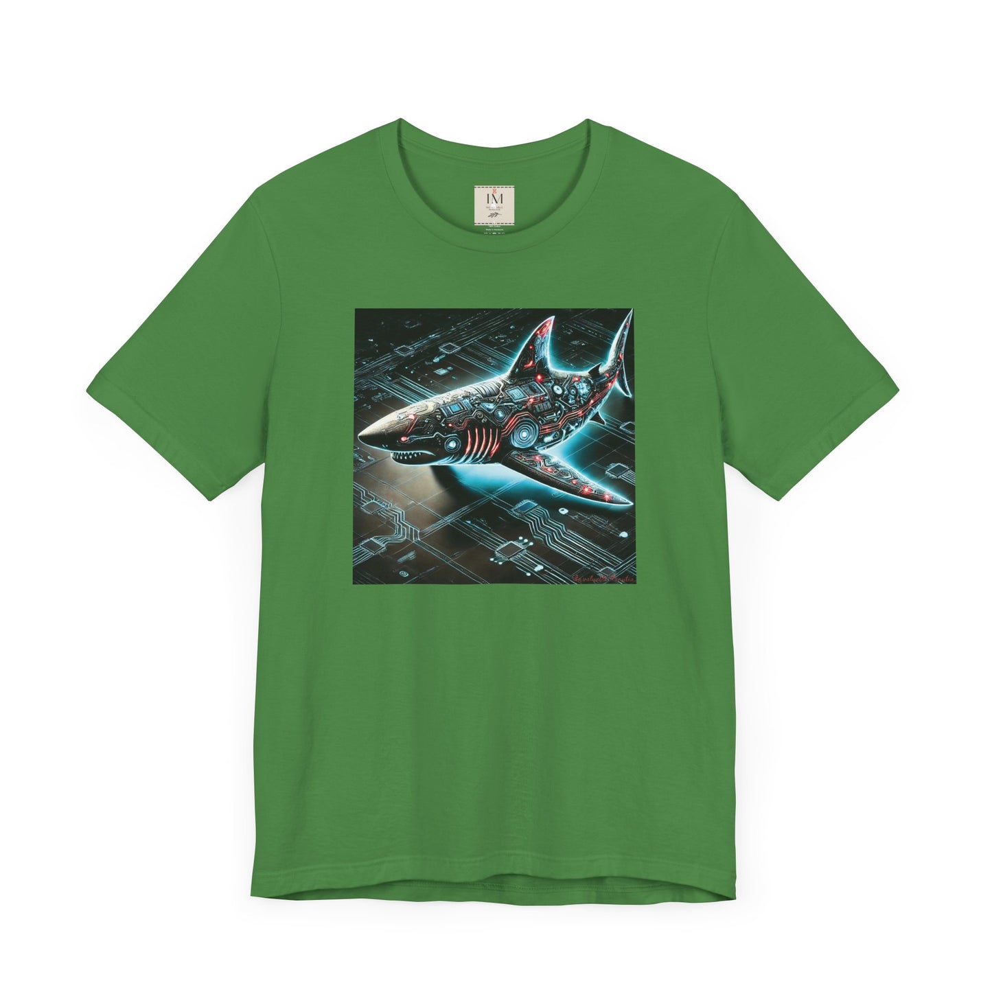 Cyber Shark Unisex Jersey Tee - Futuristic Ocean Design Tech T-Shirt