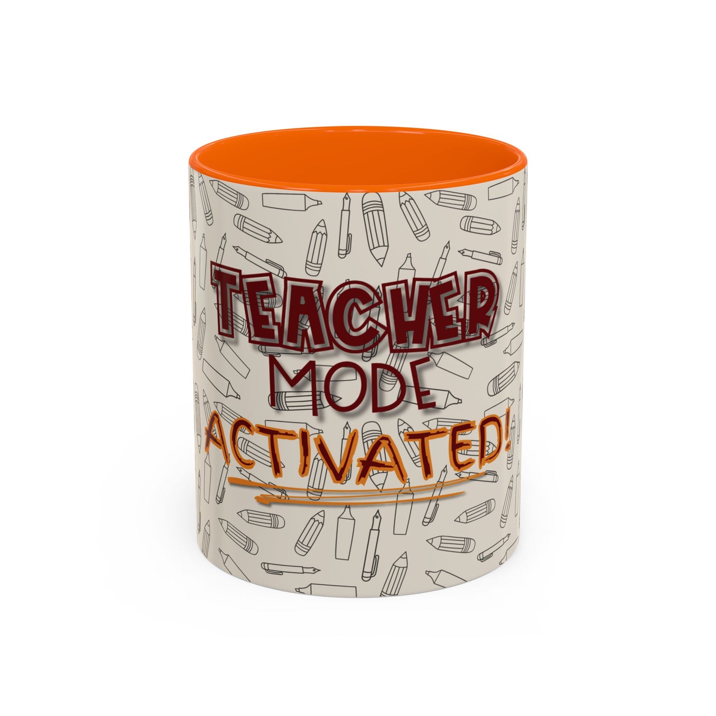 Funny Teacher Coffee Mug – Back to School Gift – “Teacher Mode Activated” – Color Accent 11oz 15oz – Classroom Decor – Durable Ceramic – Education Life