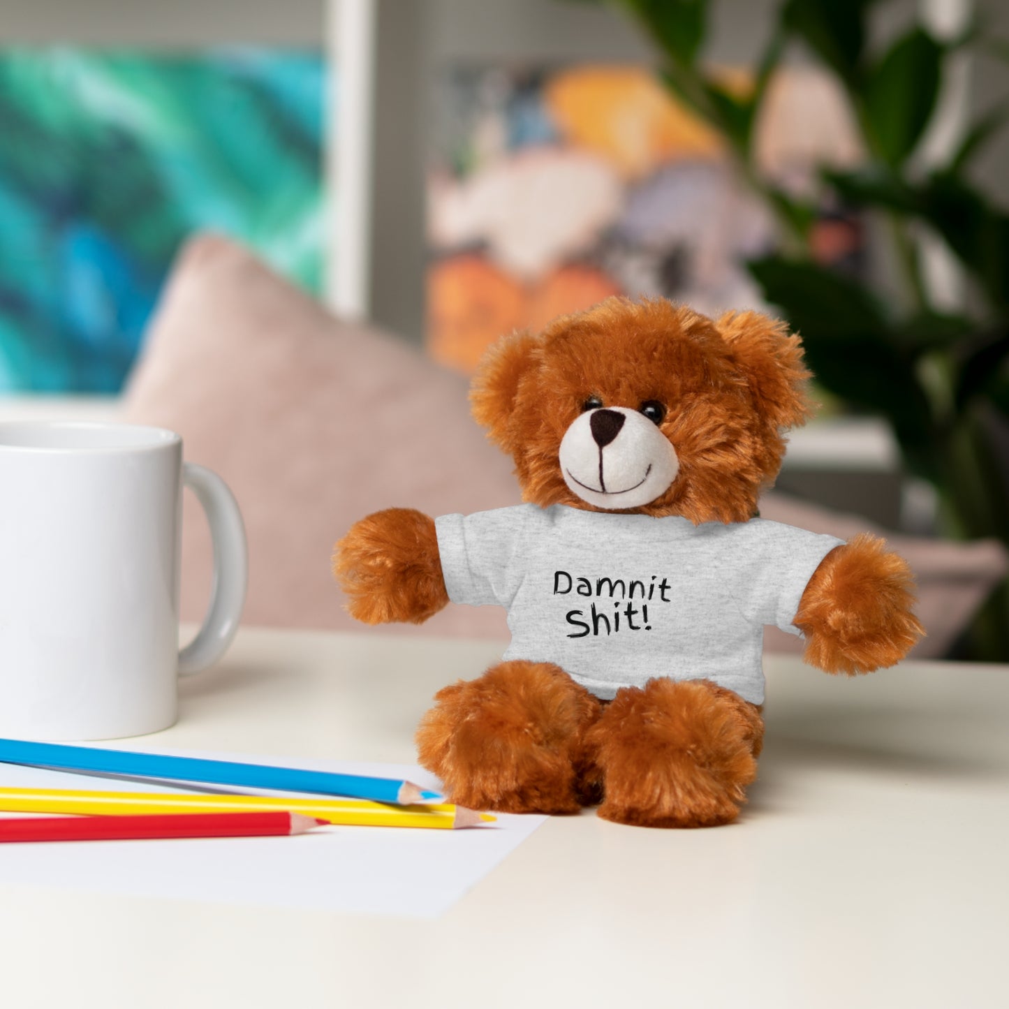 8" Funny Stuffed Animal Gift for Adults, Cute Plush Toy, Humor Bear, Sarcastic Gifts, Quirky Decor, Comfort Toy with Quote