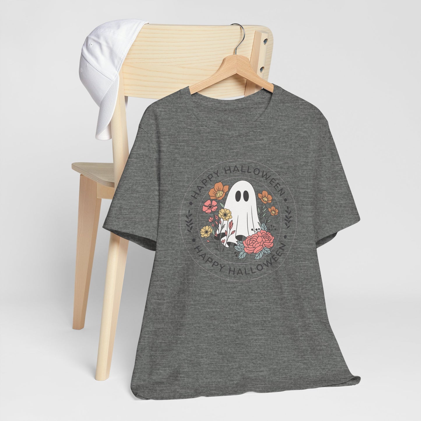 Happy Halloween Floral Ghost Tee – Bella+Canvas 3001