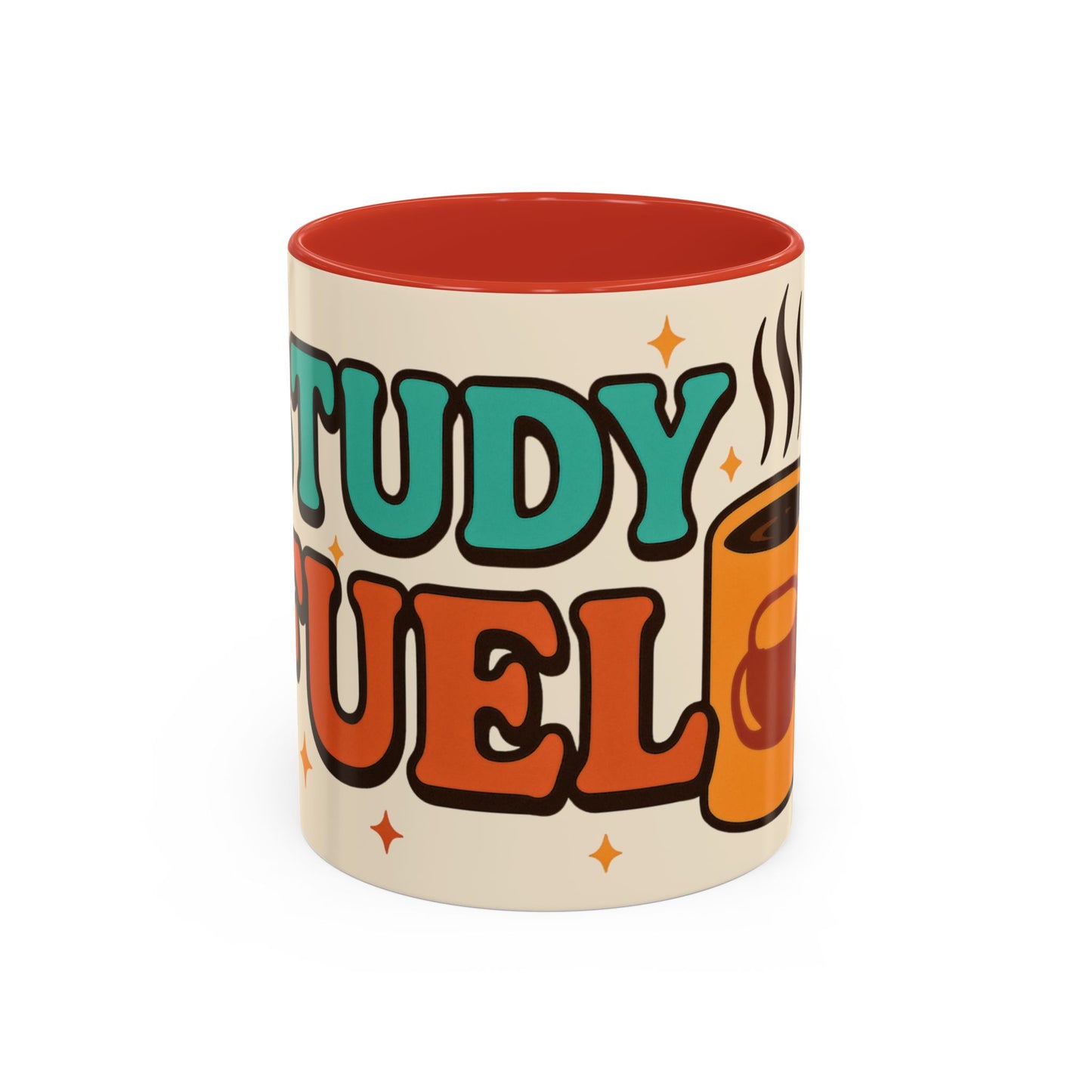 Study Fuel Color Accent Mug (11oz/15oz) – Retro Teacher/Student Coffee Cup • Back to School • Durable Ceramic