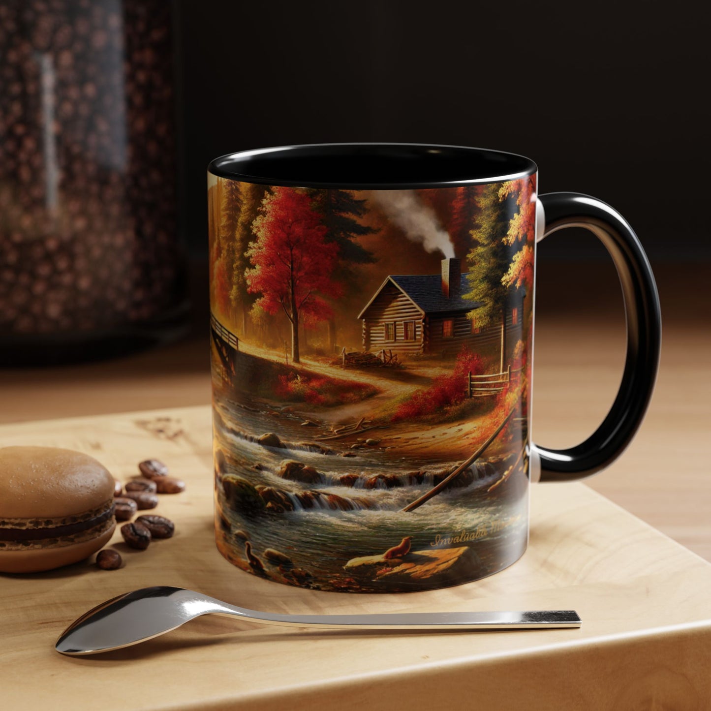 Cozy Autumn Cabin Mug | Fall Vibes Accent Coffee Mug (11oz/15oz)