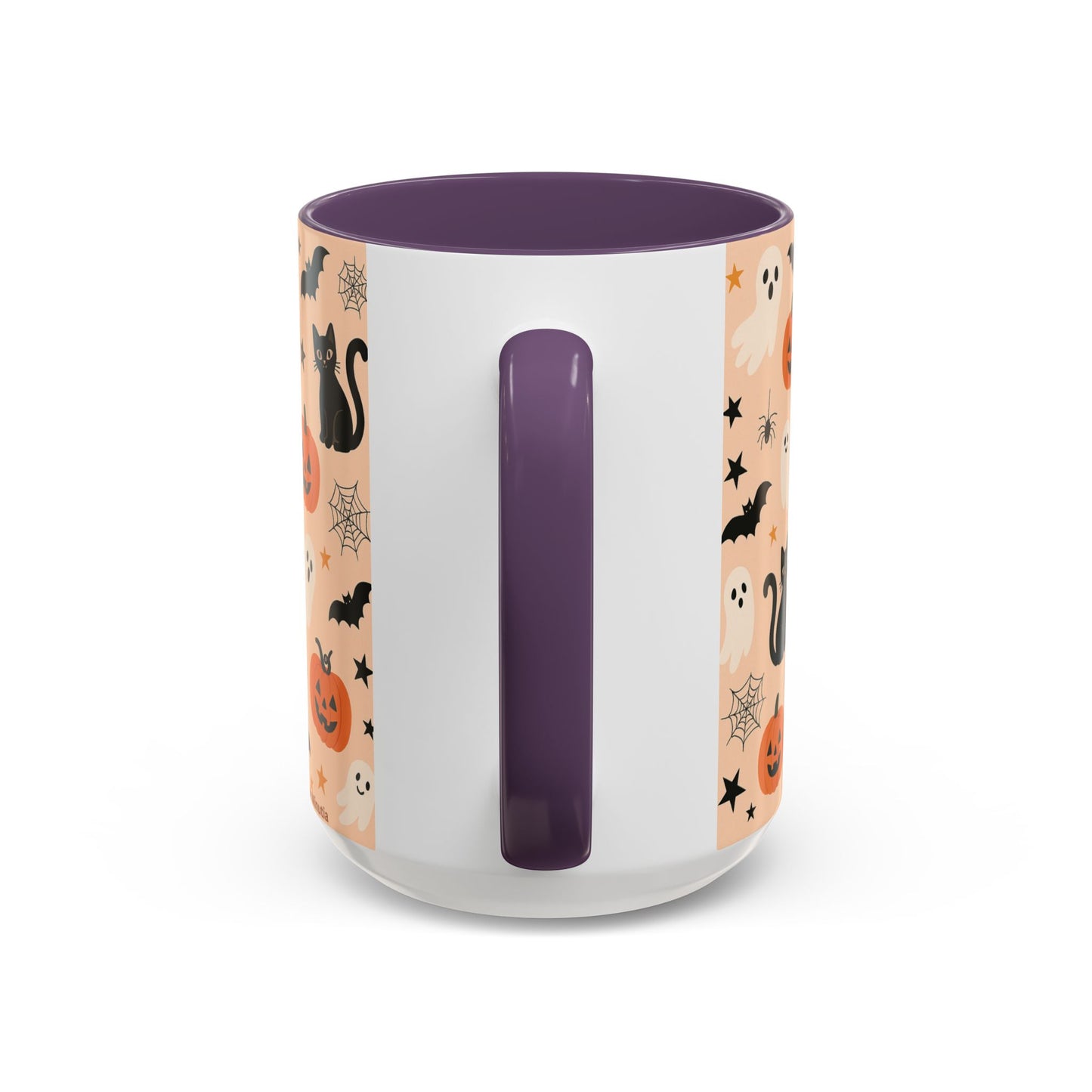 Halloween Color Accent Mug β Ghosts, Pumpkins & Black Cats, Fall Coffee Cup (11oz & 15oz) β Boutique Spooky Season Drinkware